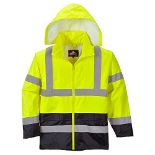 Portwest Hi-Vis Classic Contrast Rain Jacket, Size: XXL, Colour: Yellow/Black, H443YBR