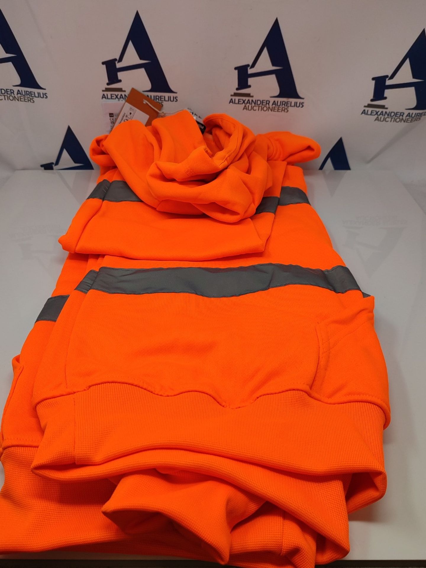 Portwest B304 Men's High Visibility Reflective Hooded Sweatshirt Hi Vis Hoodie Orange, - Image 3 of 3