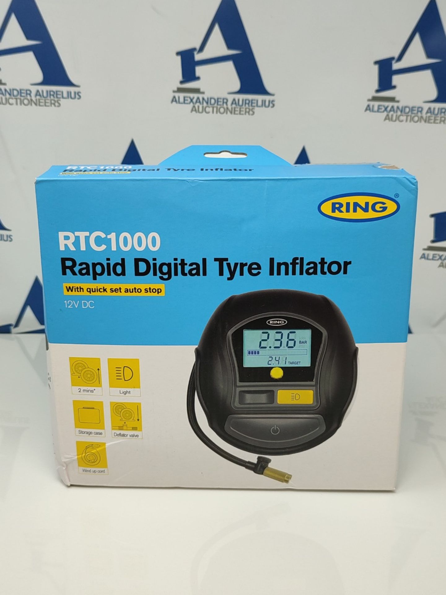 Ring Automotive - RTC1000 12V rapid tyre inflator air compressor car pump with preset - Image 2 of 3