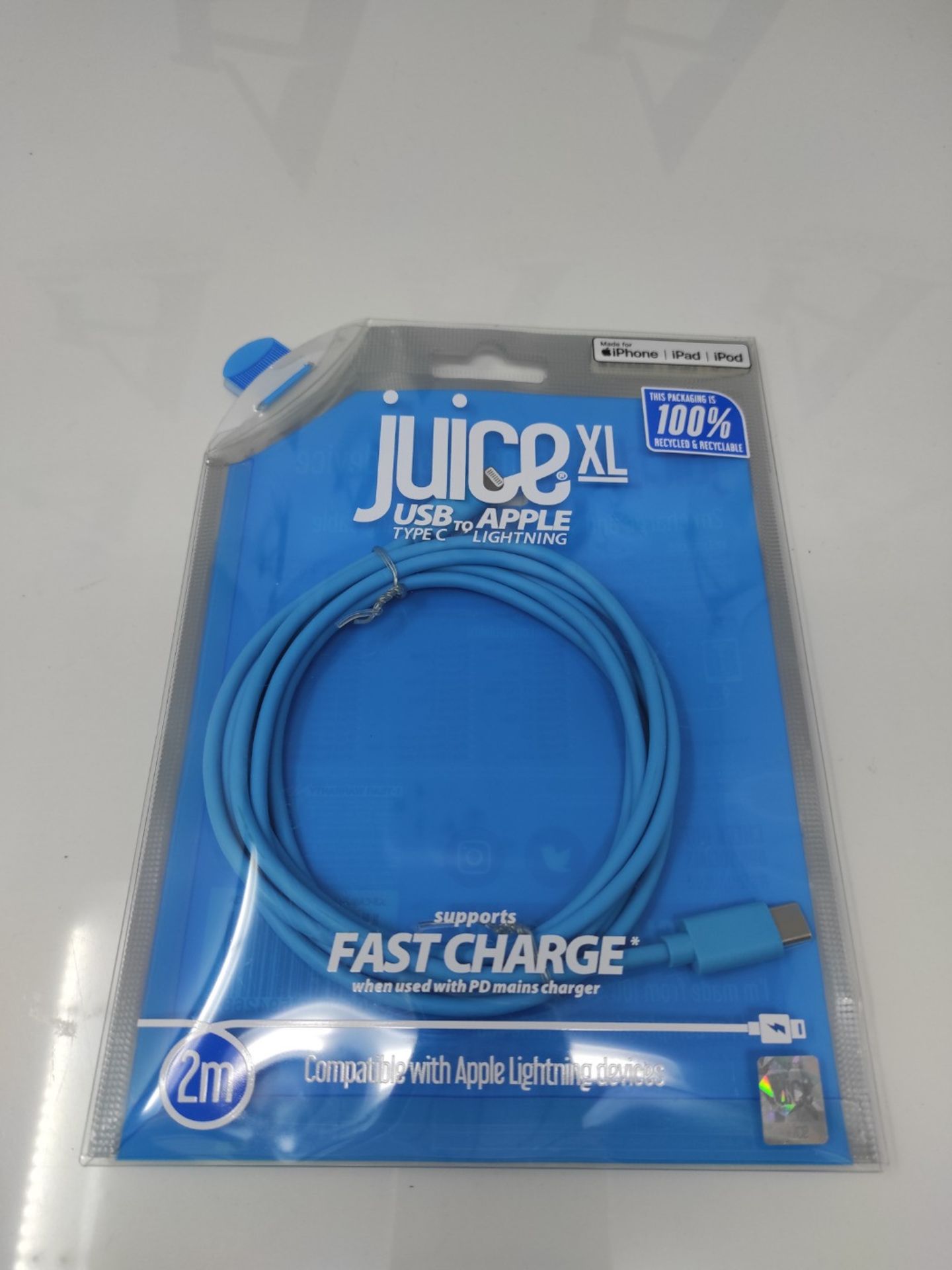 Juice Apple Lightning and USB Type C Charge and Sync Cable, 2m, Blue - Image 2 of 2