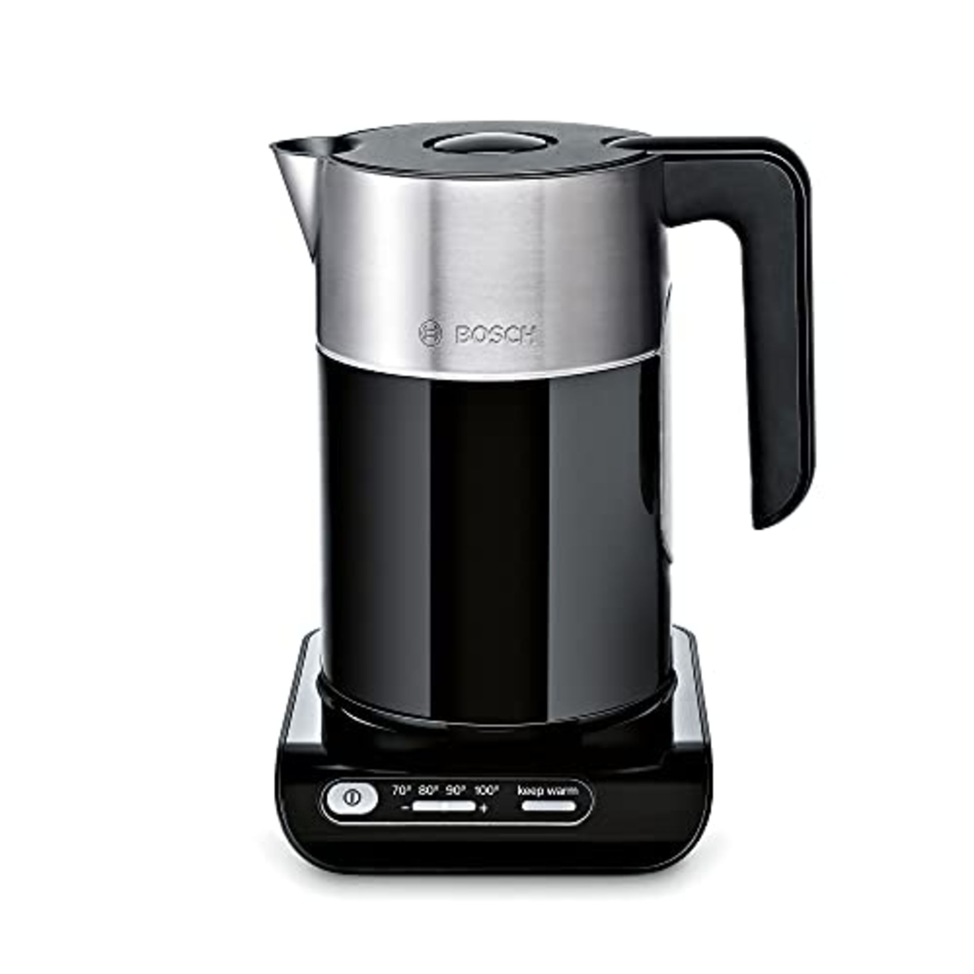 RRP £60.00 Bosch Styline TWK8633GB Variable Temperature Cordless Kettle, 1.5 Litres, 3000W - Blac