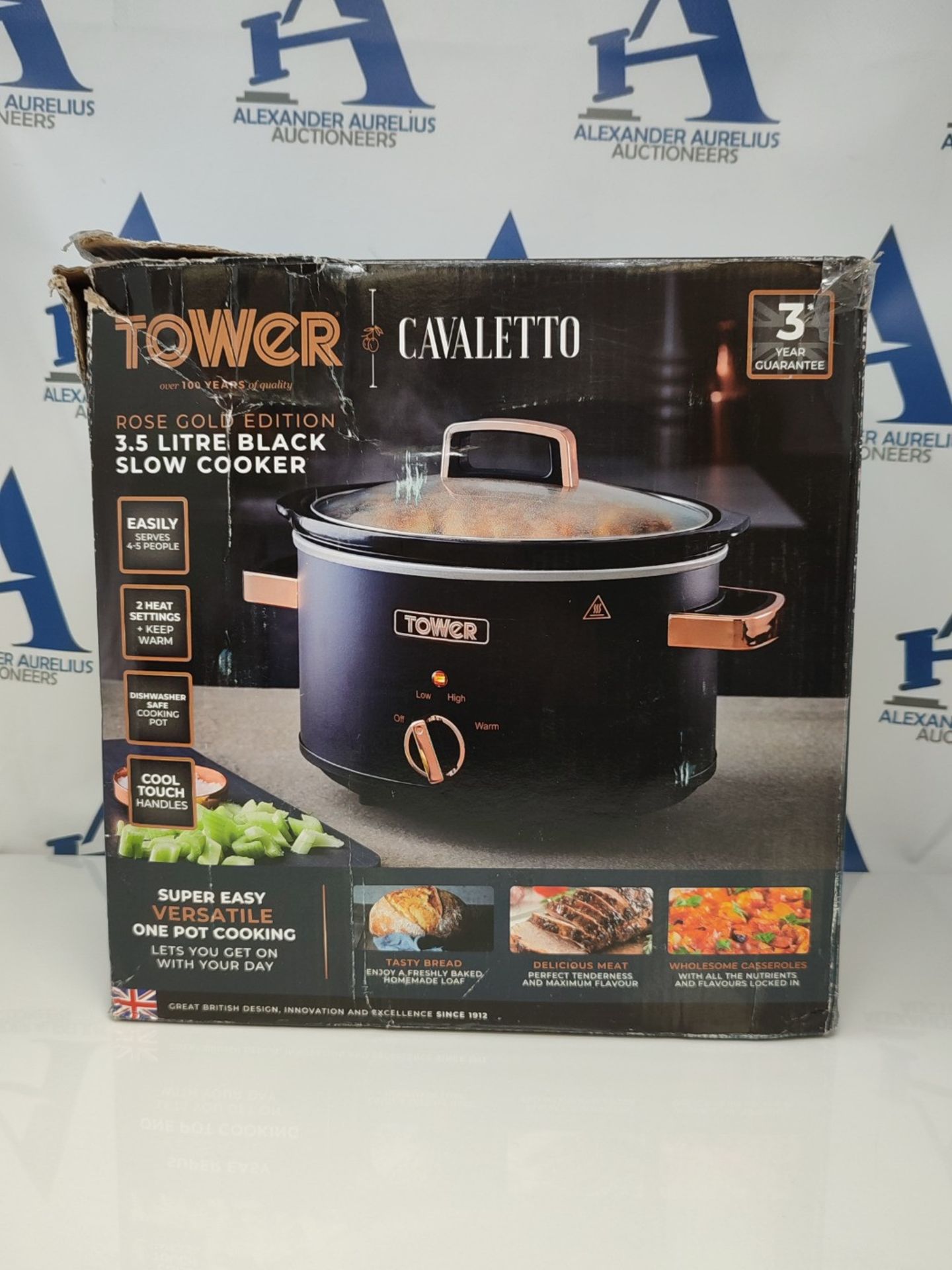 Tower T16042BLK Cavaletto 3.5 Litre Slow Cooker with 3 Heat Settings, Removable Pot an - Bild 2 aus 3
