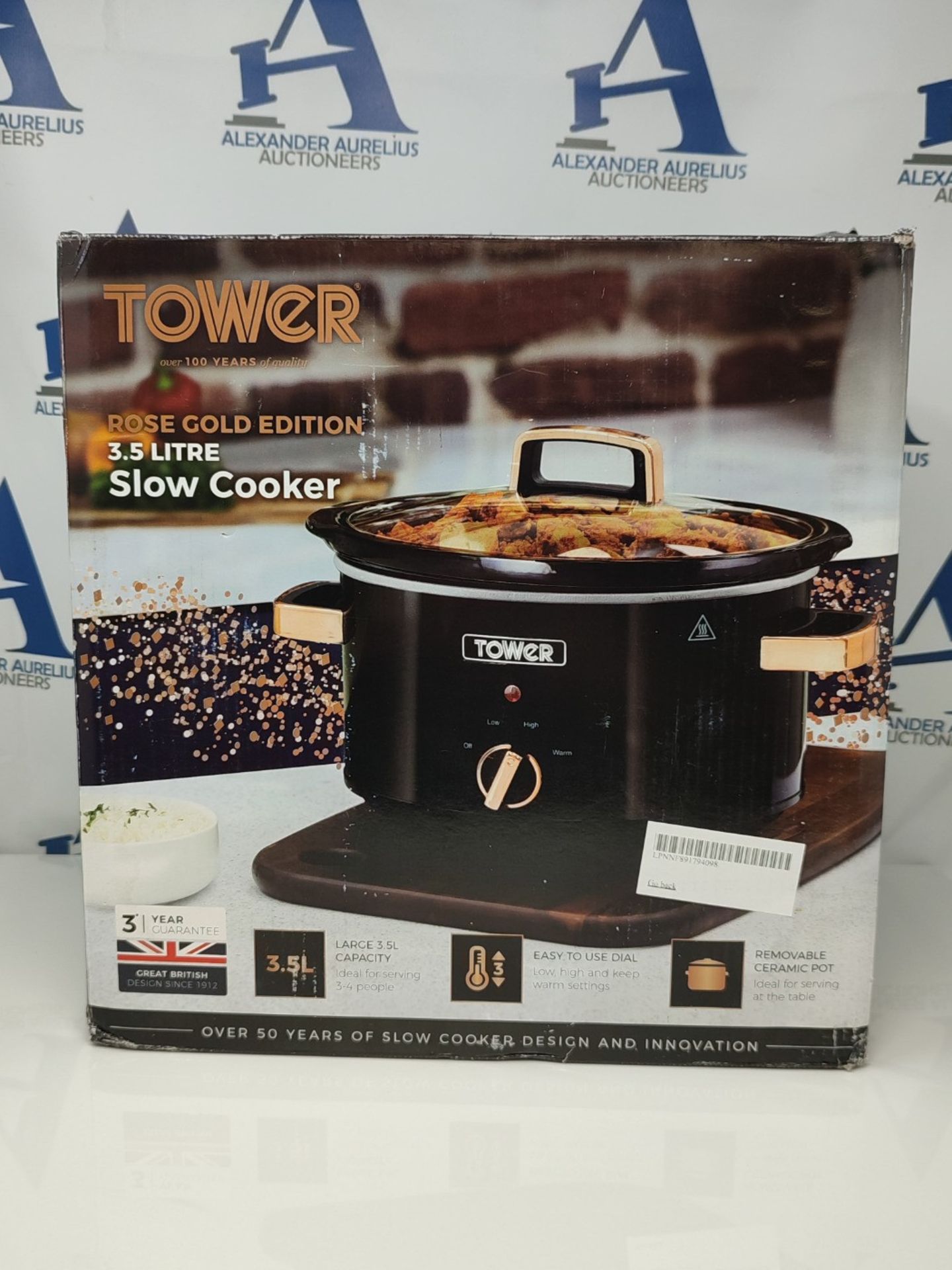 Tower T16018RG 3.5 Litre Stainless Steel Slow Cooker with 3 Heat Settings and Keep War - Bild 2 aus 3