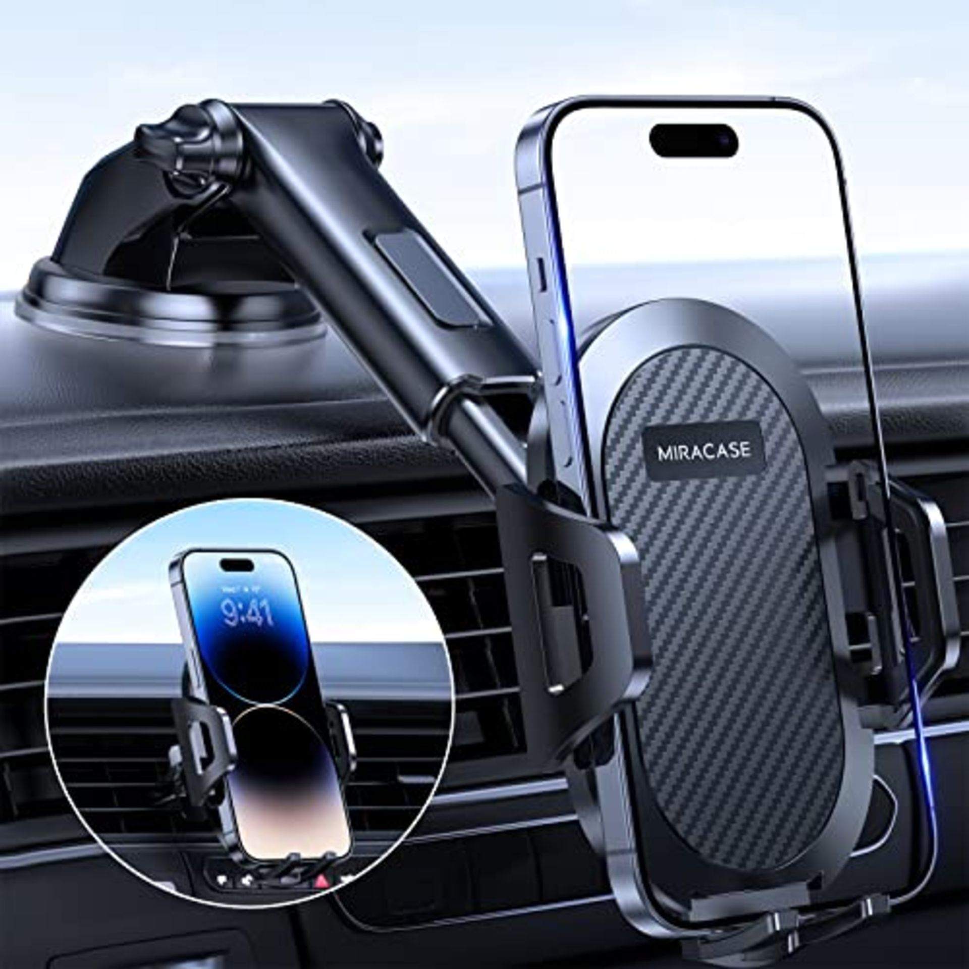 Miracase Car Phone Holder Mount[2023Military-Grade Reliable Suction ] 360° Rotation P