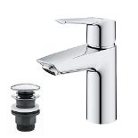 RRP £51.00 GROHE QUICKFIX Start - Basin Mixer Tap with Click-Clack Push Waste (Metal Lever, Water