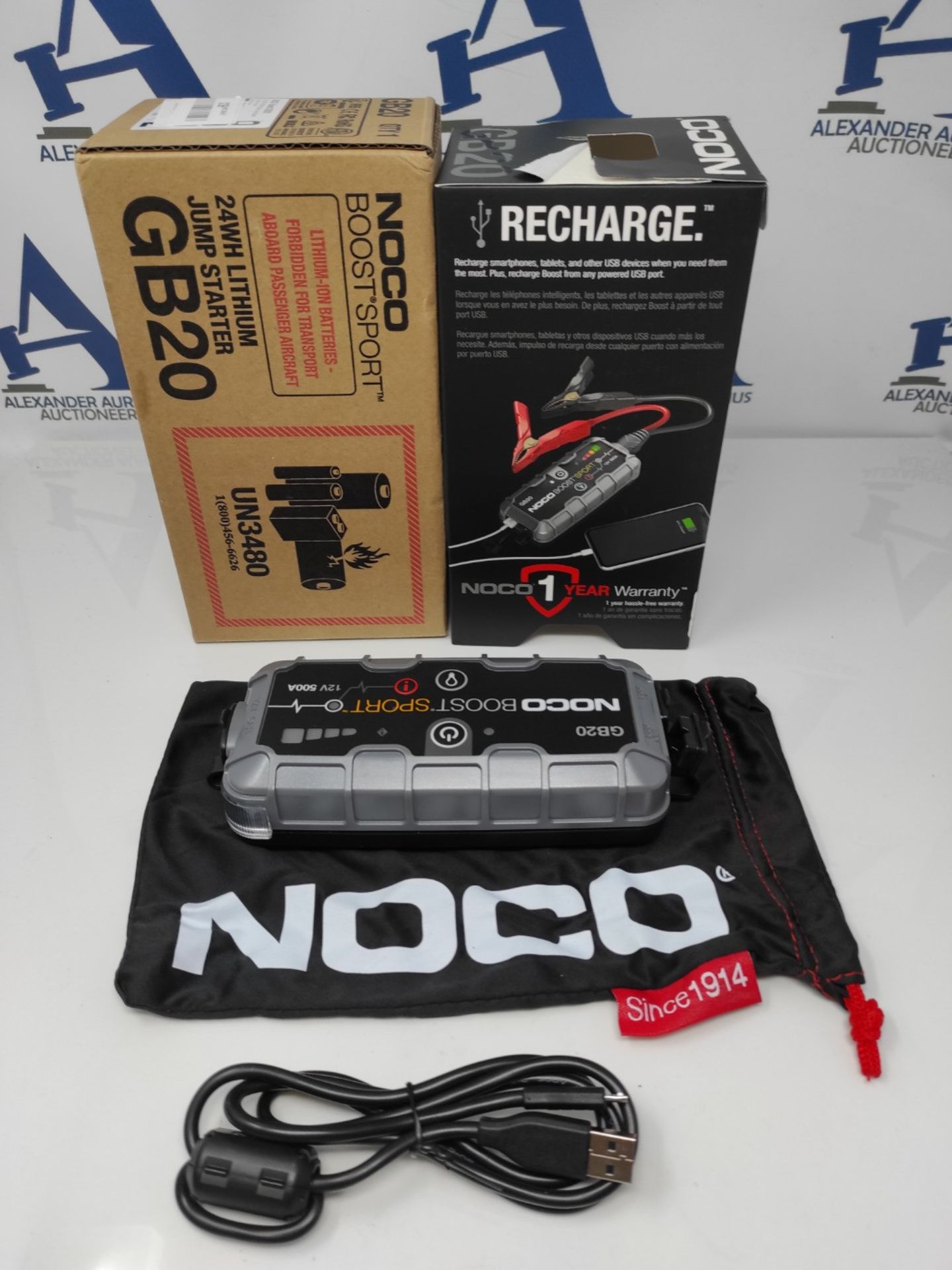 RRP £80.00 [INCOMPLETE] NOCO Boost Sport GB20 500A UltraSafe Car Jump Starter, Jump Starter Power - Image 2 of 2