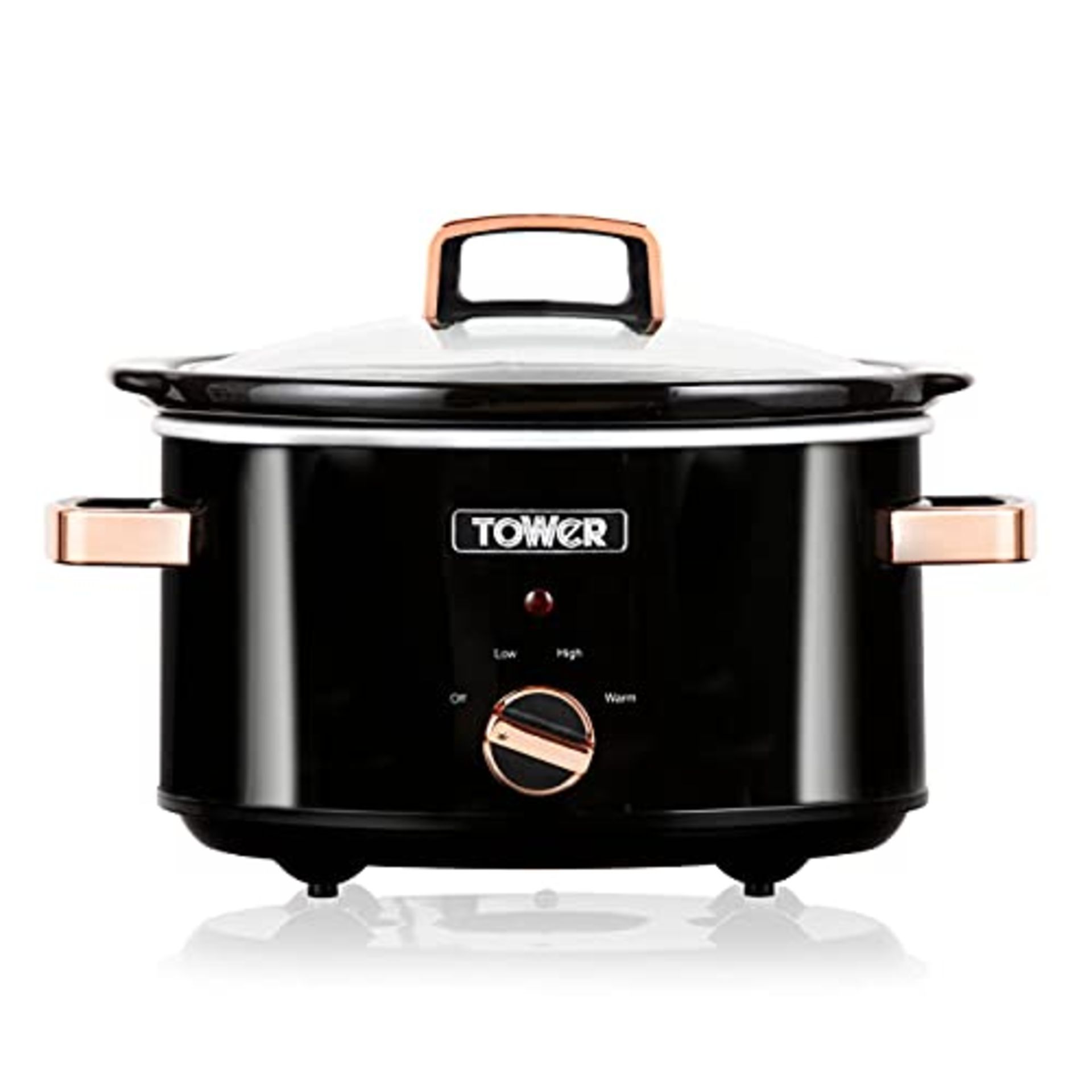 Tower T16018RG 3.5 Litre Stainless Steel Slow Cooker with 3 Heat Settings and Keep War
