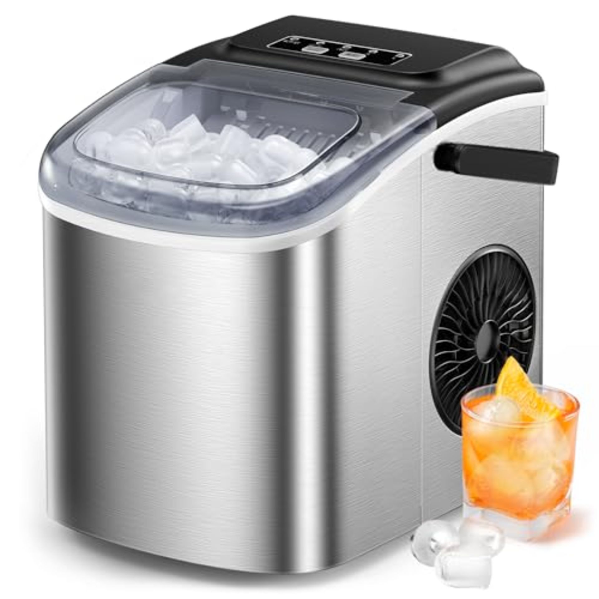 RRP £94.00 Silonn Countertop Ice Maker Machine, 9 Cubes Ready in 6 Mins, 11.8KG in 24Hrs, Self-Cl