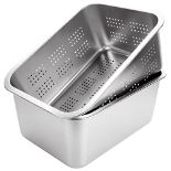 ASelected 2 PCS Washing Up Bowl & Strainer Bowl, 304 Stainless Steel Large Rectangular