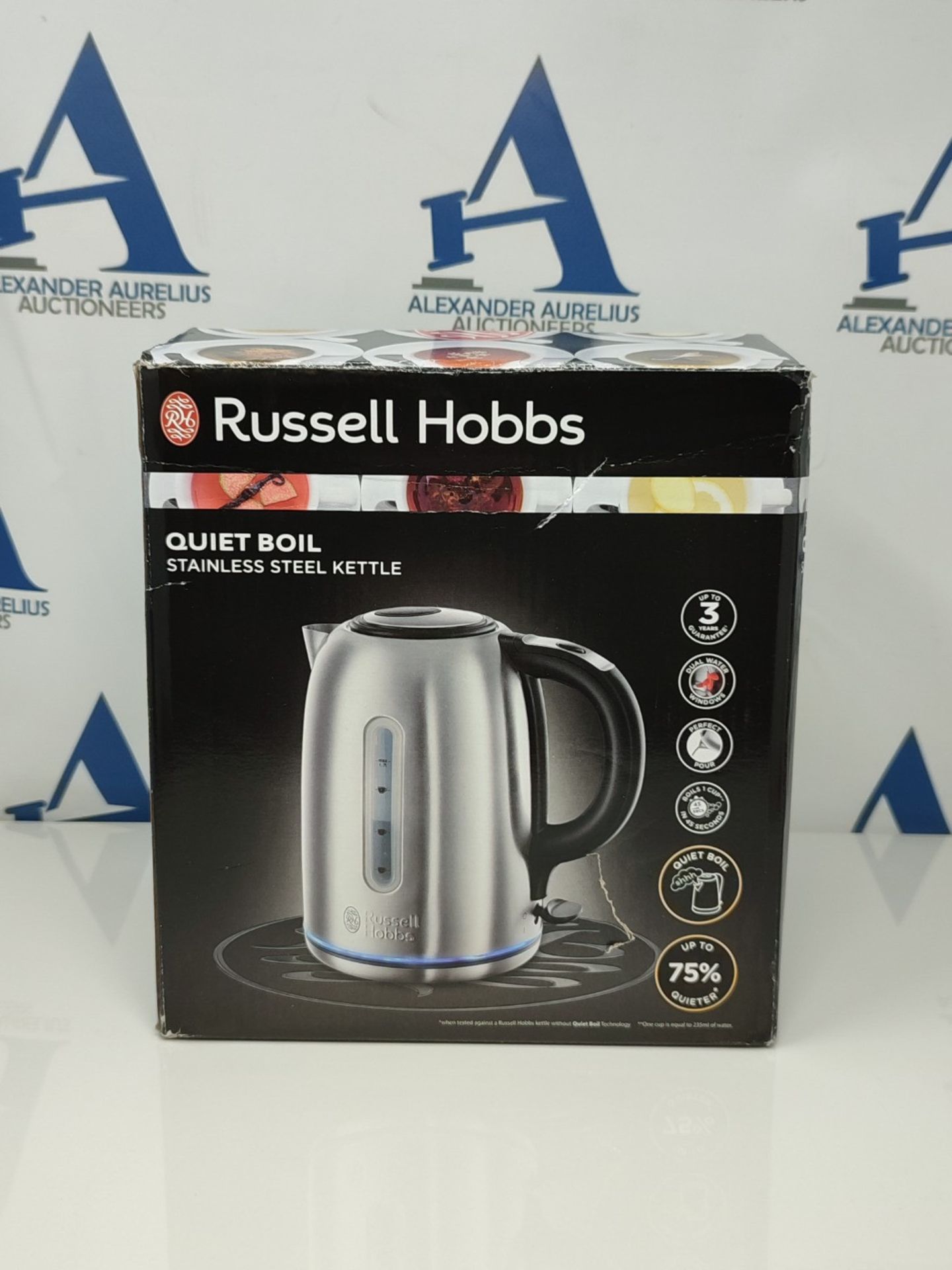 Russell Hobbs 20460 Quiet Boil Kettle, Brushed Stainless Steel, 3000W, 1.7 Litres - Image 2 of 3