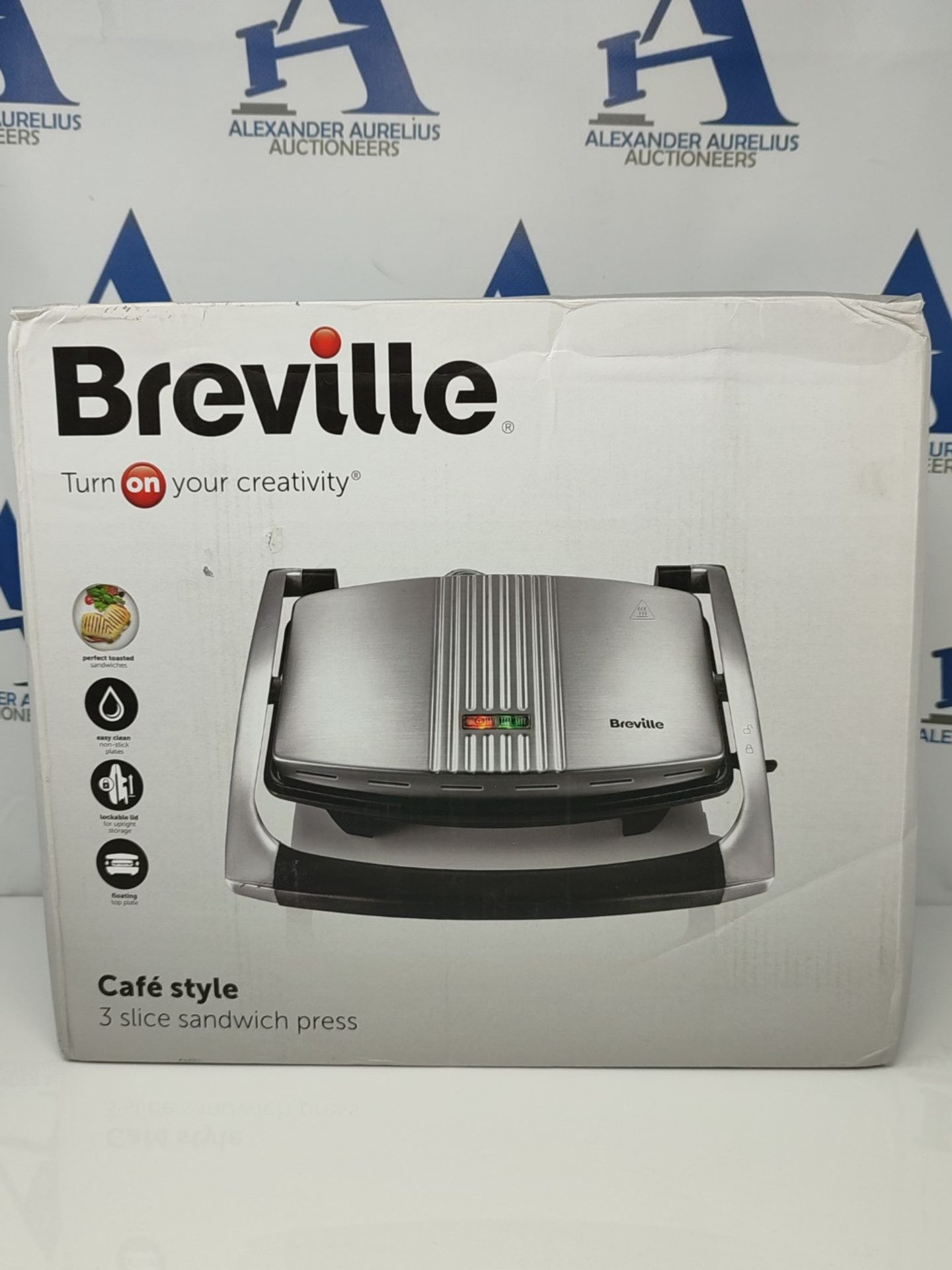 Breville Sandwich/Panini Press & Toastie Maker | 3-Slice | Non-stick-coated aluminium - Image 2 of 3