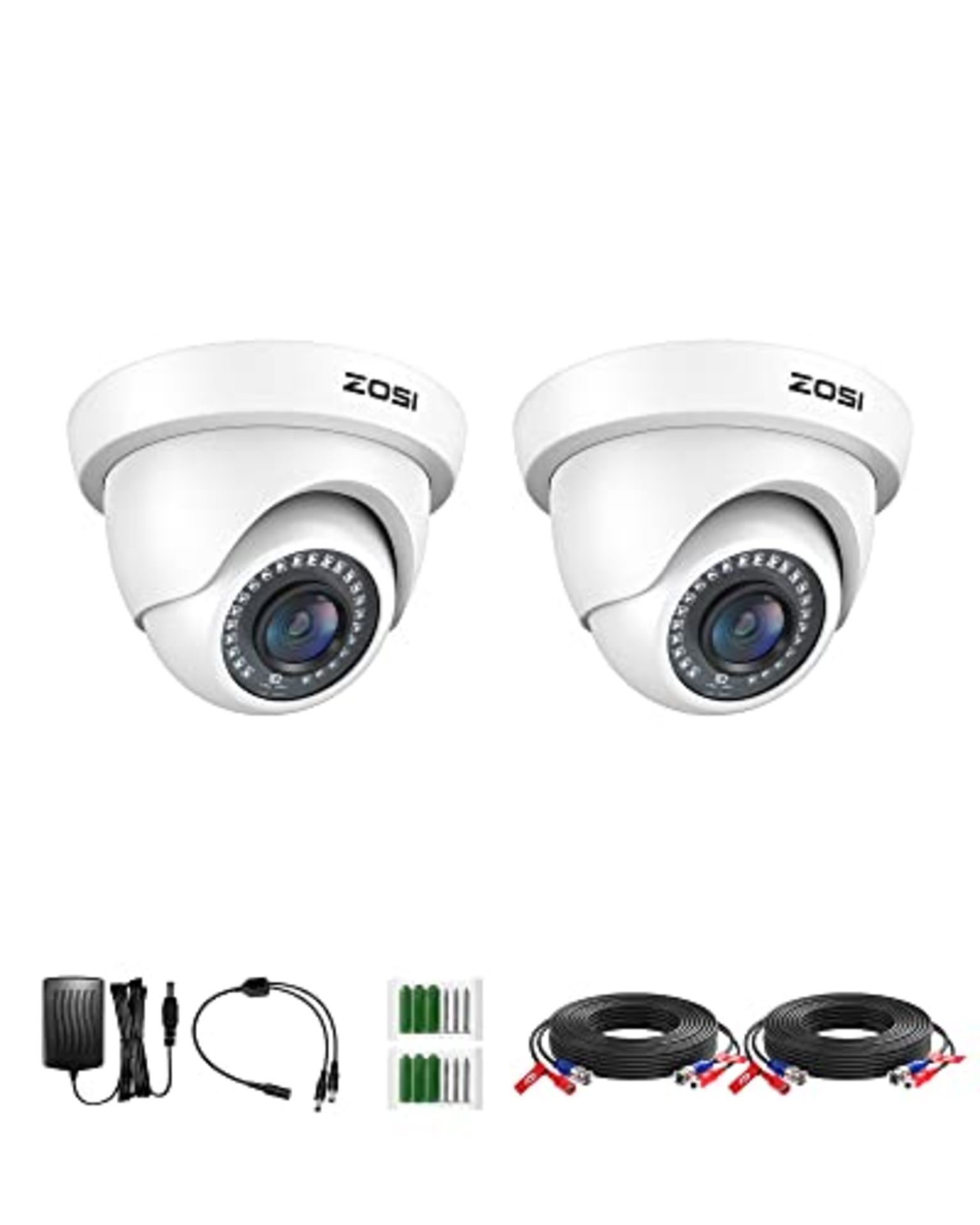 ZOSI 2 Pack 1080P HD TVI Security Camera Outdoor 80ft Night Vision Weatherproof, Motio