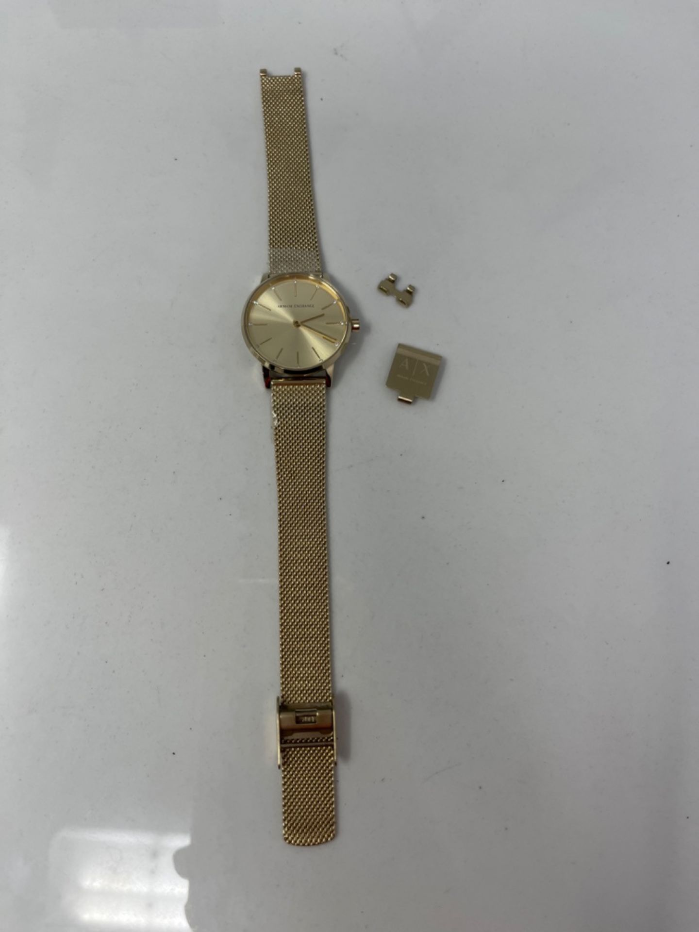 RRP £149.00 Armani Exchange Three-Hand Watch for women, Stainless Steel Gold - Image 3 of 3