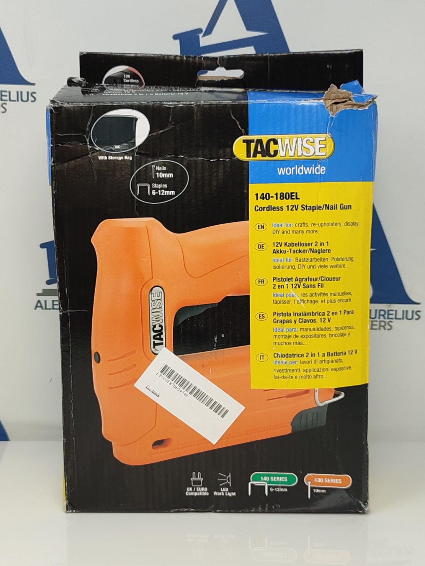 Tacwise 1586 140-180EL Cordless 12V Staple/Nail Gun with Storage Bag, 200 Staples & Na - Image 2 of 3