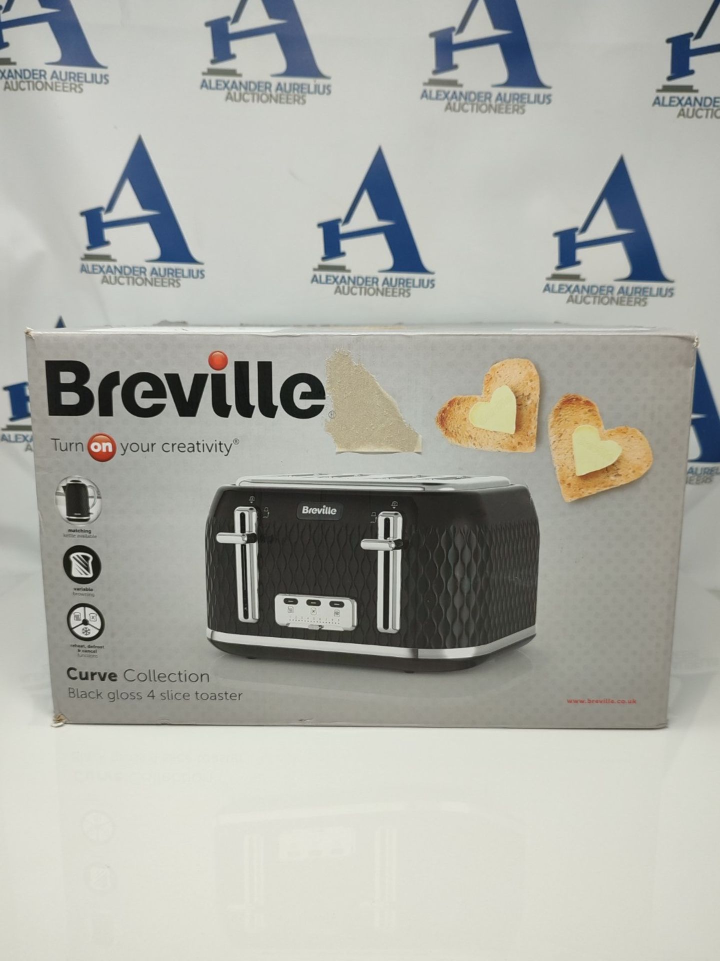 Breville Curve 4-Slice Toaster with High Lift and Wide Slots | Black & Chrome [VTT786] - Image 2 of 3