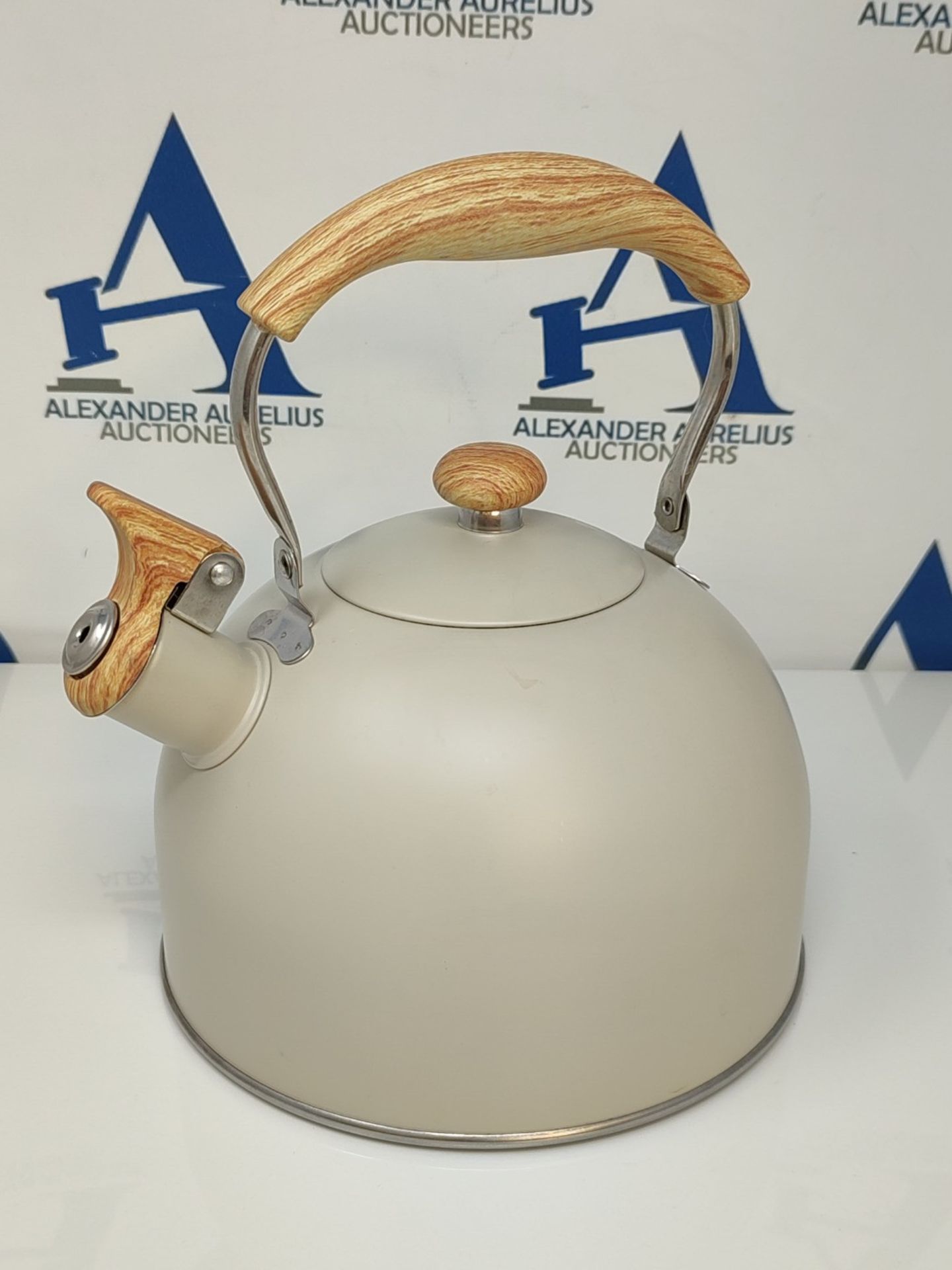 Whistling Kettle, 2.5L Stainless Steel Stove Top Whistling Tea Kettle with Wood Grain - Bild 2 aus 2