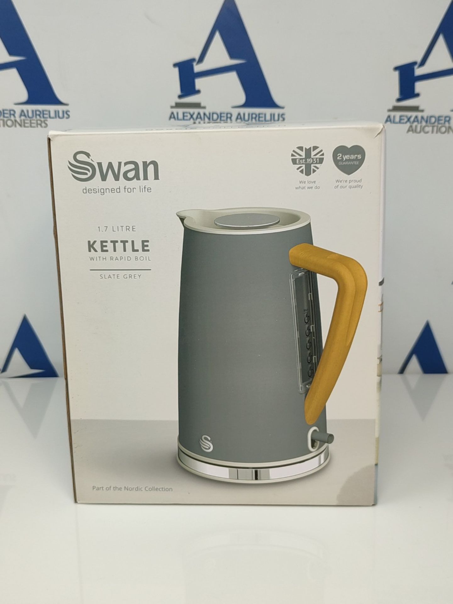 Swan SK14610WGRYN Nordic Jug Kettle, Wood Effect, Soft Touch, 1.7L 3KW, Matte Slate Gr - Image 2 of 3