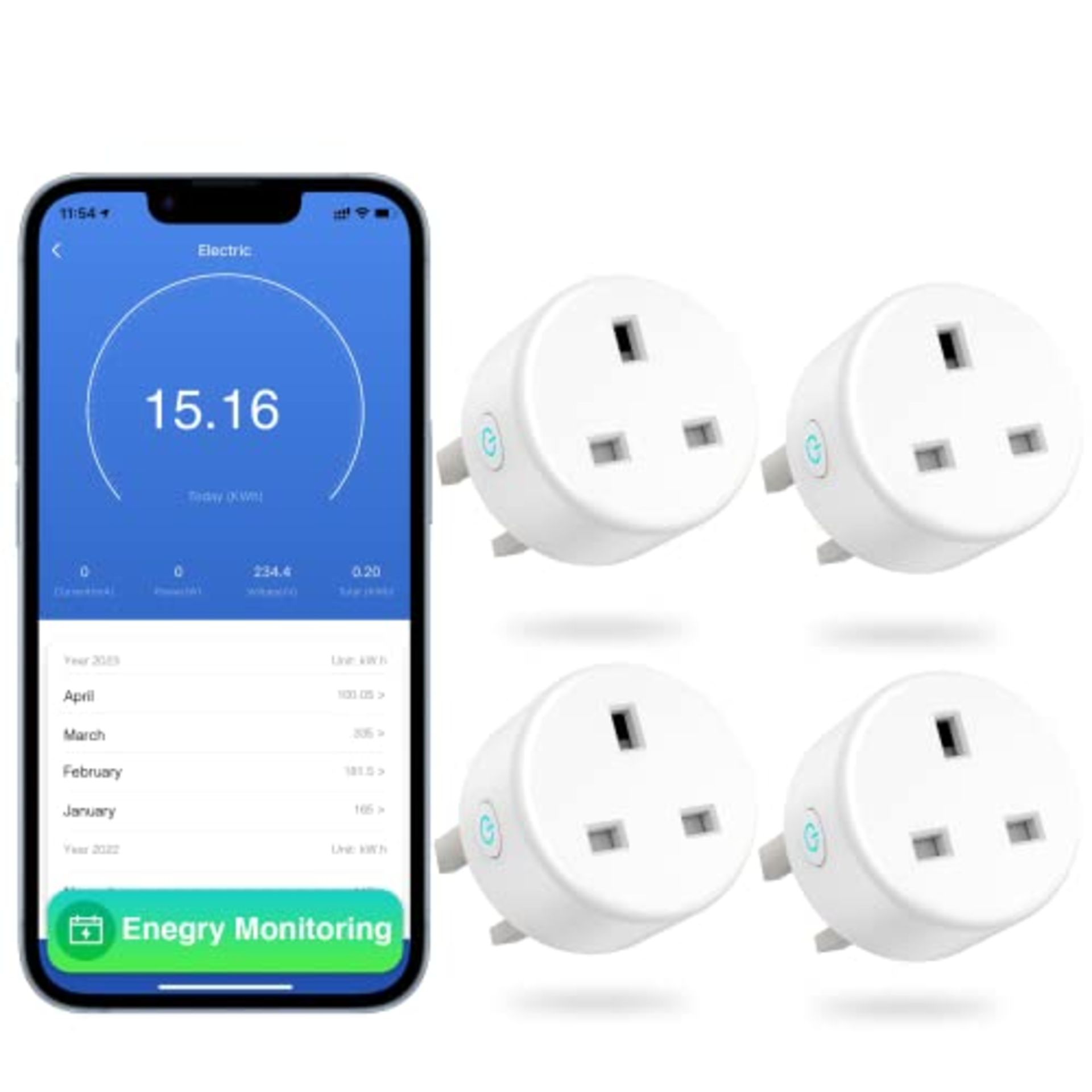 GHome Smart Plug with Energy Monitoring, 13A WiFi Plug Works with Alexa and Google Hom