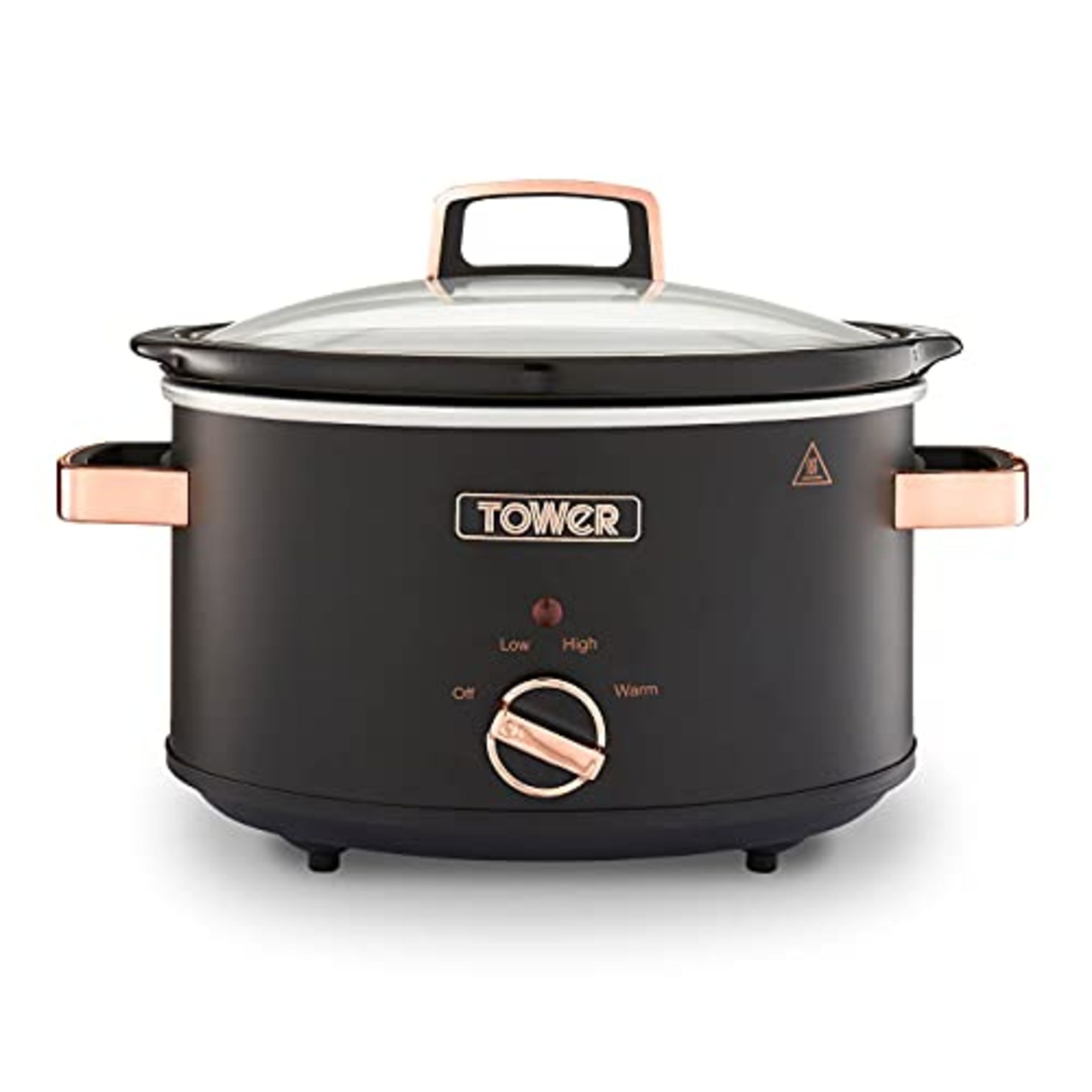 Tower T16042BLK Cavaletto 3.5 Litre Slow Cooker with 3 Heat Settings, Removable Pot an