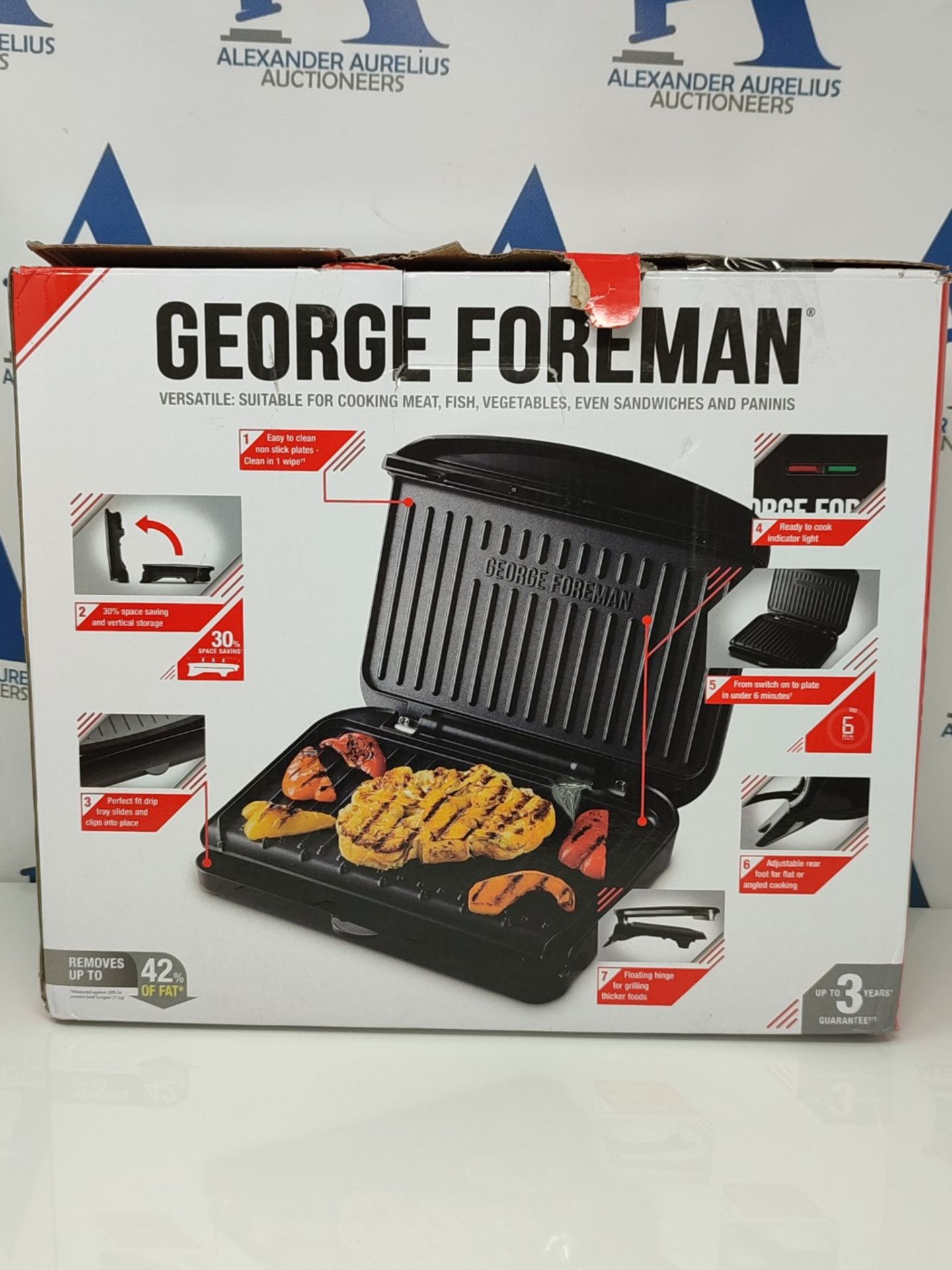 RRP £54.00 George Foreman Medium Electric Fit Grill [Non stick, Healthy, Griddle, Toastie, Hot pl - Bild 2 aus 3