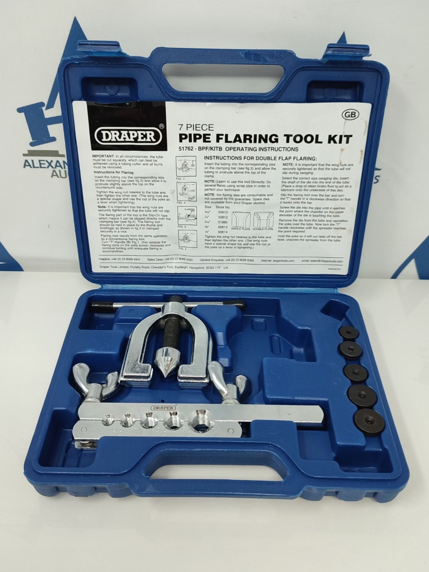 Draper 51762-DP Brake Pipe Flaring Kit (7 Piece) , Blue - Image 3 of 3