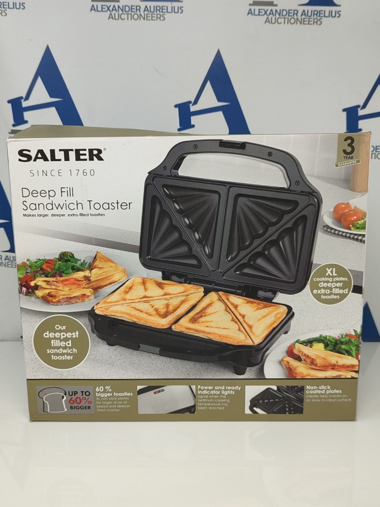Salter EK2017T Deep Fill Toastie Maker  XL Sandwich Toaster Press With Non-Stick Ho - Bild 2 aus 3