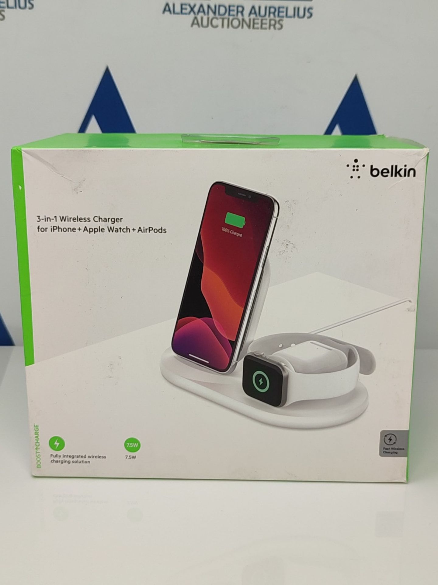 RRP £91.00 Belkin 3 in 1 Wireless Charging Station, 7.5W Charger for iPhone, Apple Watch and AirP - Bild 2 aus 3