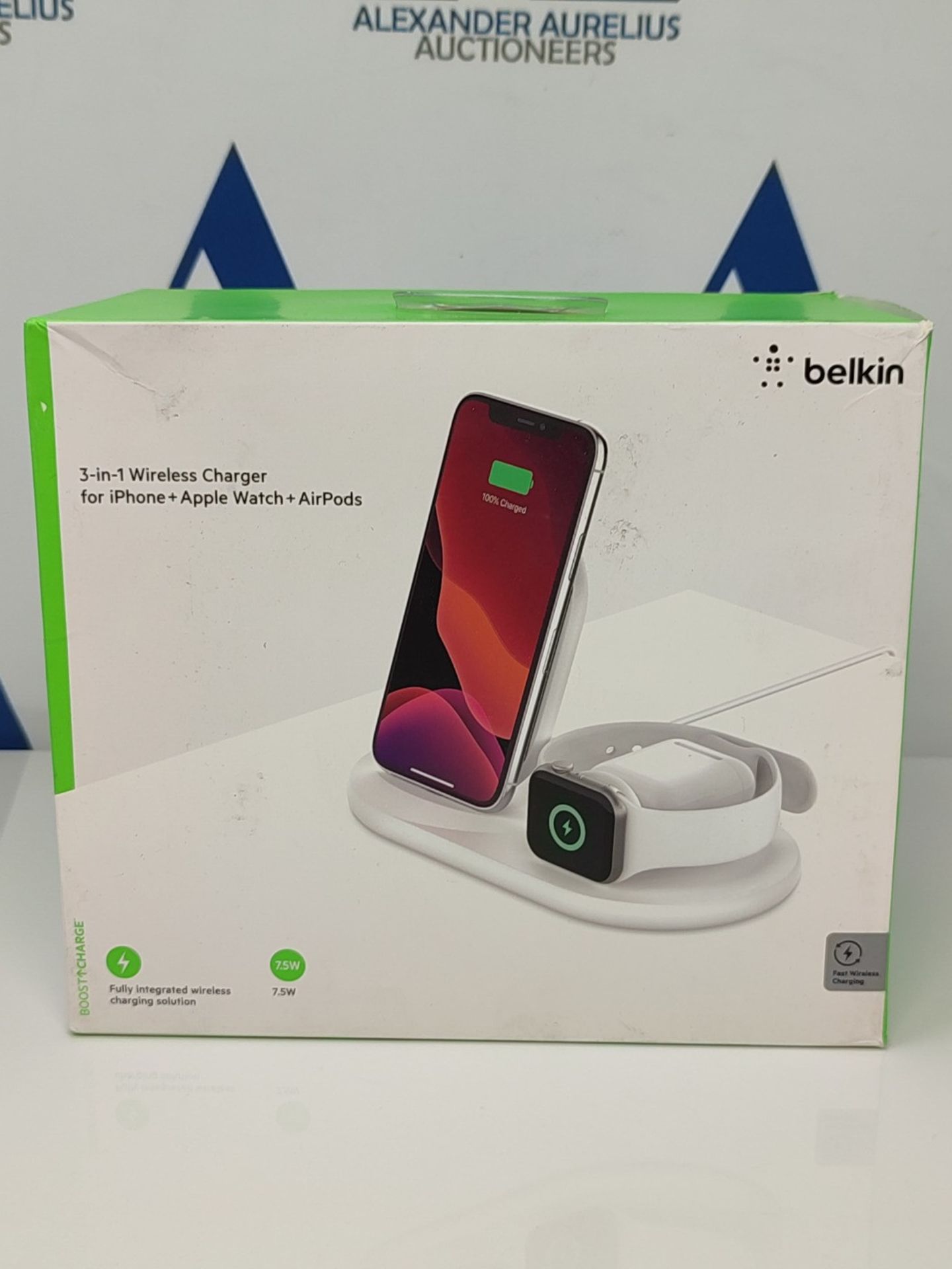 RRP £91.00 Belkin 3 in 1 Wireless Charging Station, 7.5W Charger for iPhone, Apple Watch and AirP - Image 2 of 3