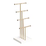 Amazon Basics Four-Tiered Jewellery Tree Stand - White/Brass