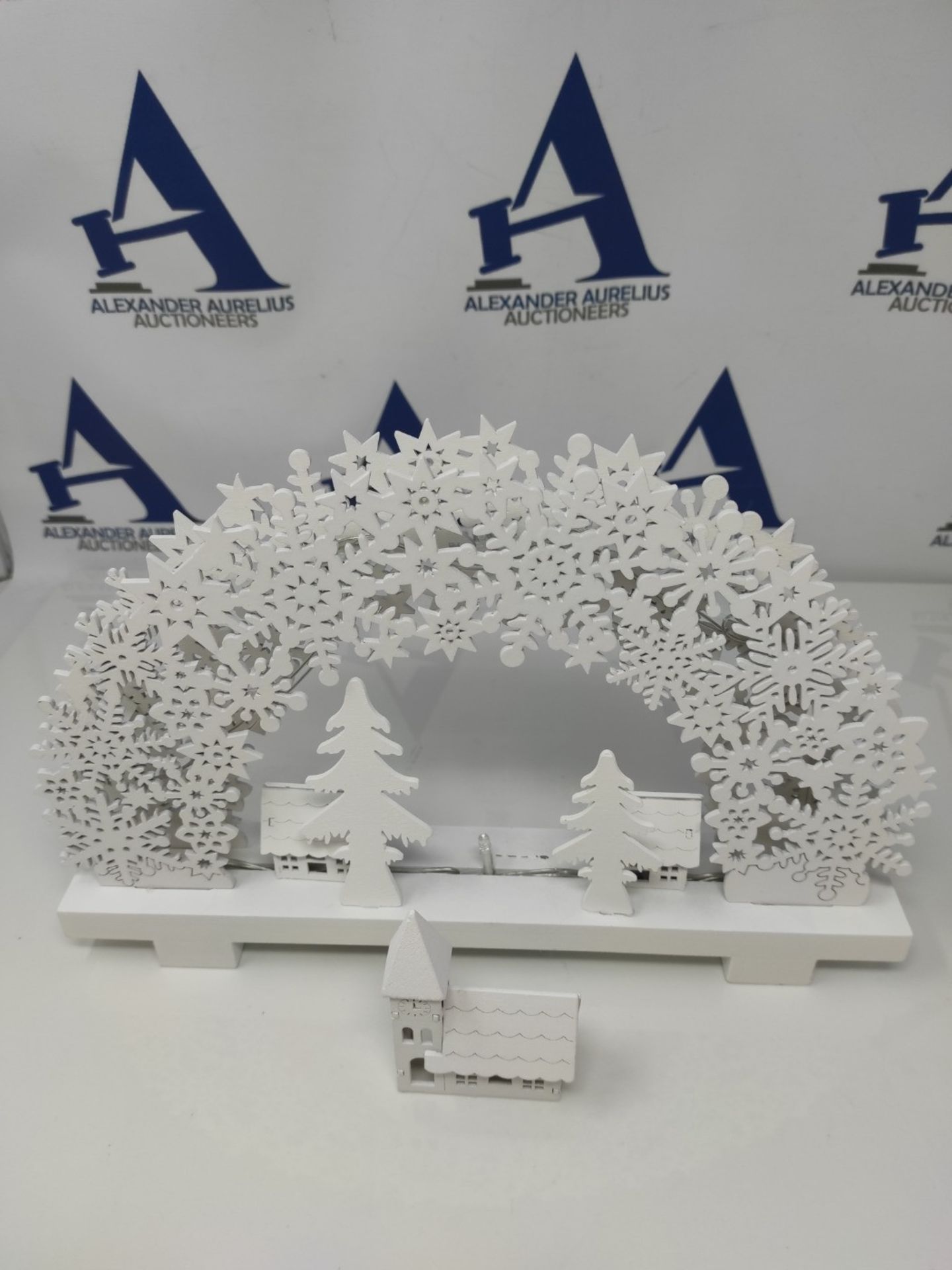 WeRChristmas Pre-Lit Snowflake Arch and Village Scene Christmas Tabletop Decoration, W - Image 2 of 2