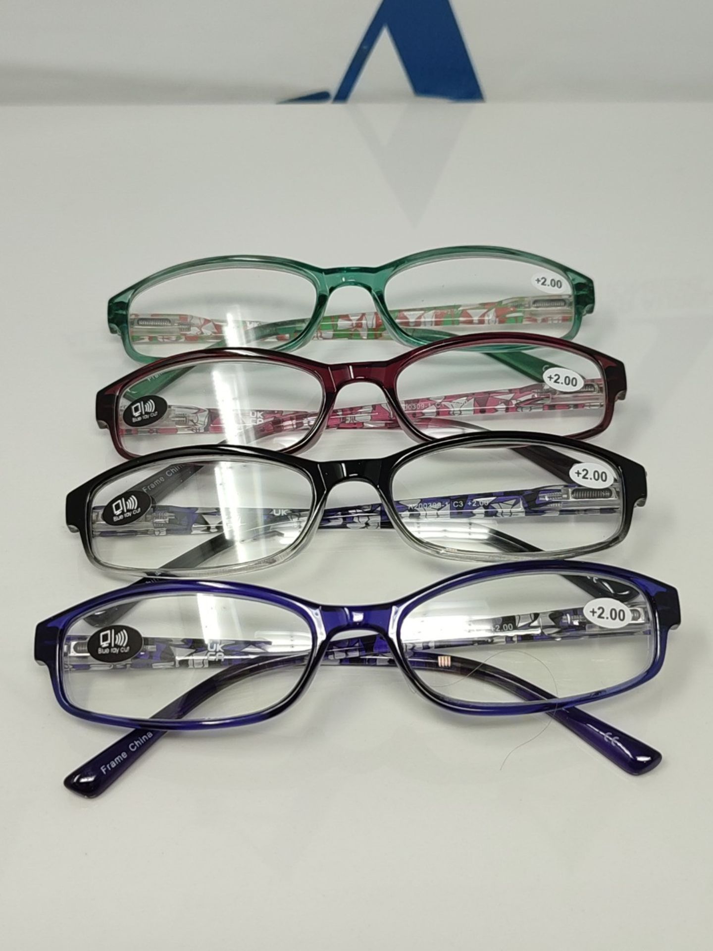 BOSAIL 4 Pack Reading Glasses Blue Light Blocking,Fashion Ladies Spring Hinge Readers - Image 2 of 2