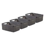 Curver Jute Woven Effect Set of 4 100% Recycled Rectangular Small Storage Baskets 5 Li