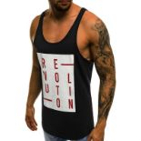 [NEW] Men's Stringer Tank Tops Print Cotton Sleevele Gym Workout Bodybuilding Fitness