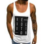 [NEW] Men's Stringer Tank Tops Print Cotton Sleevele Gym Workout Bodybuilding Fitness