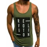 [NEW] Men's Stringer Tank Tops Print Cotton Sleevele Gym Workout Bodybuilding Fitness