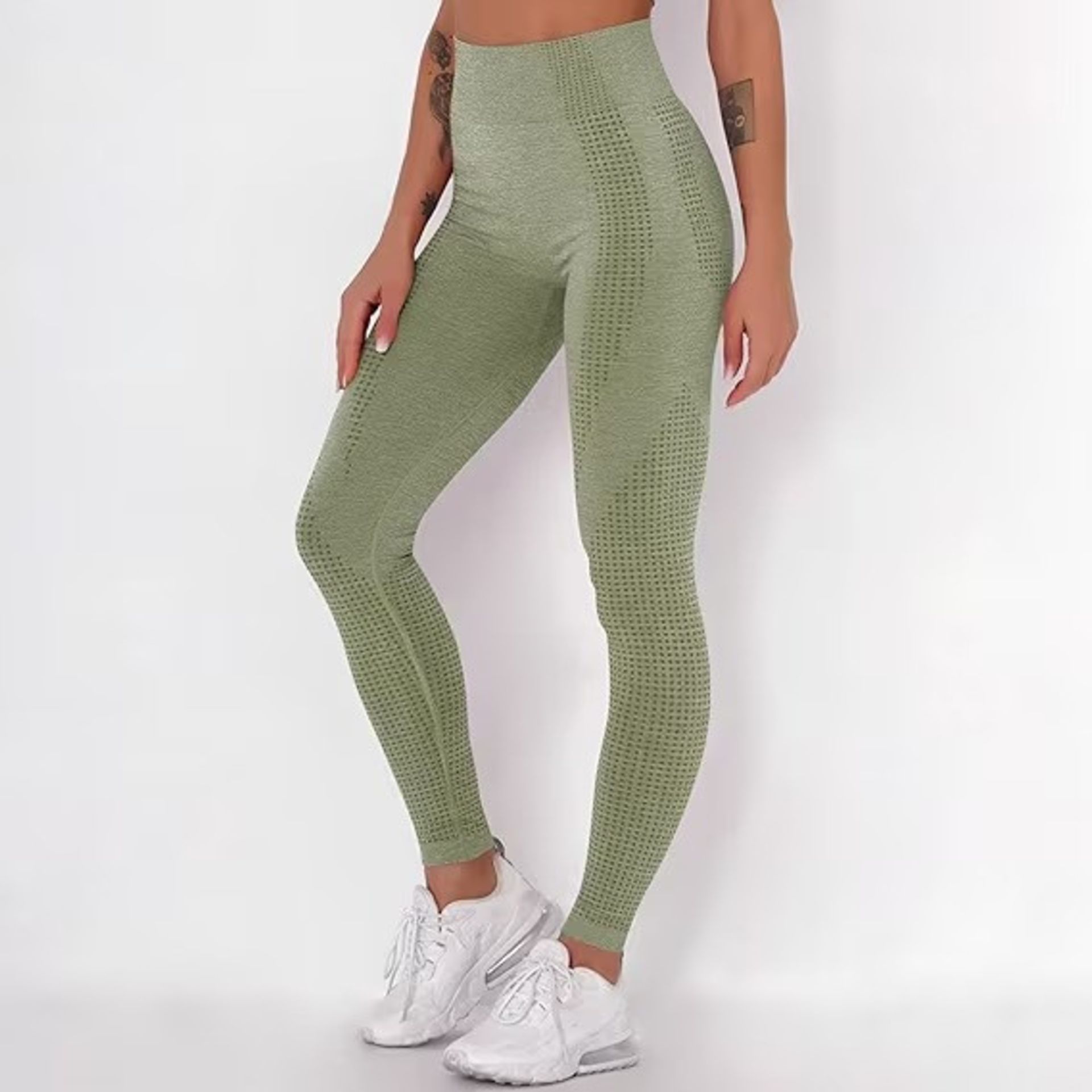 BRAND NEW Women Yoga Pants Solid Breathable Spotted Yoga Leggings High Waist Seamless - Image 2 of 2