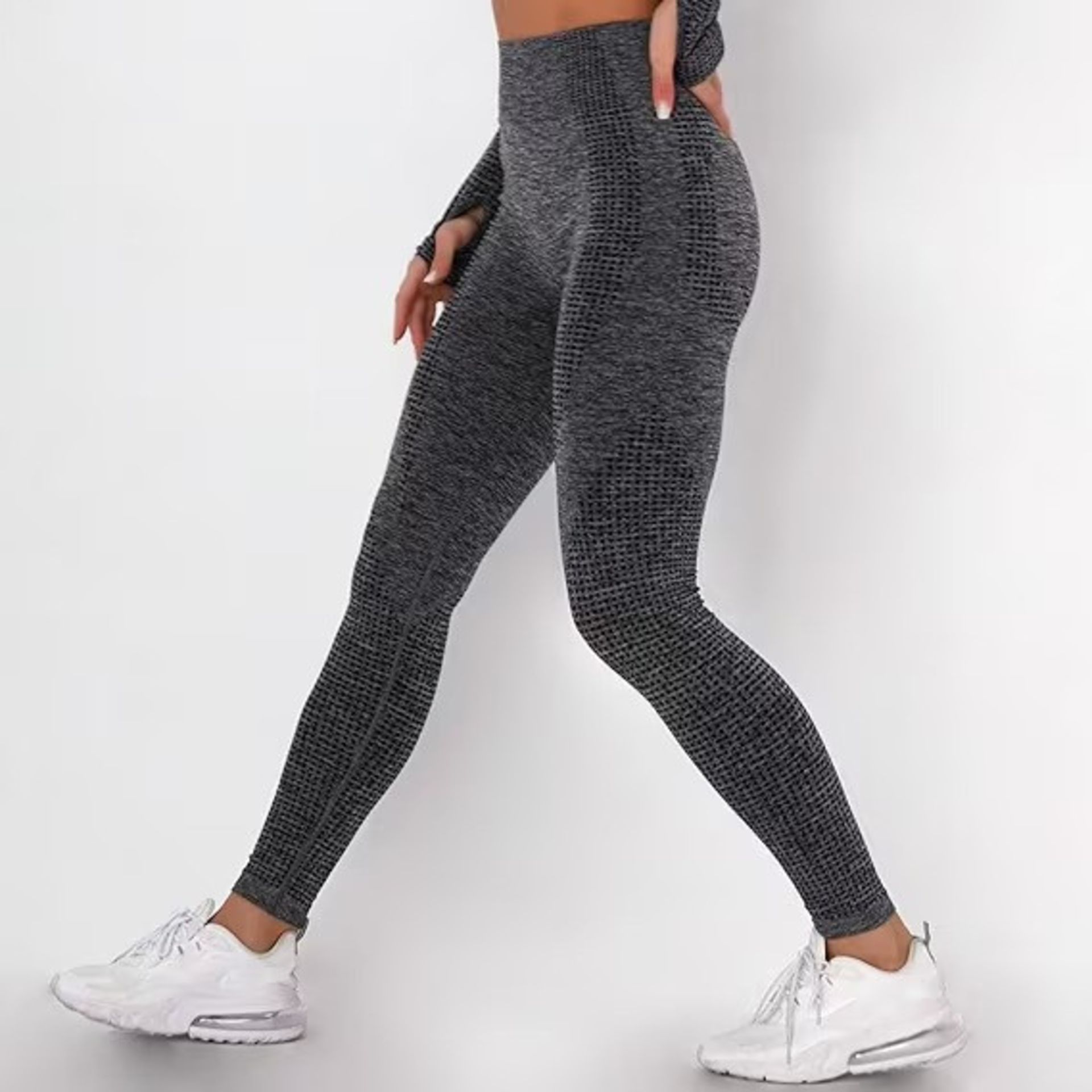 BRAND NEW Women Yoga Pants Solid Breathable Spotted Yoga Leggings High Waist Seamless - Image 2 of 2