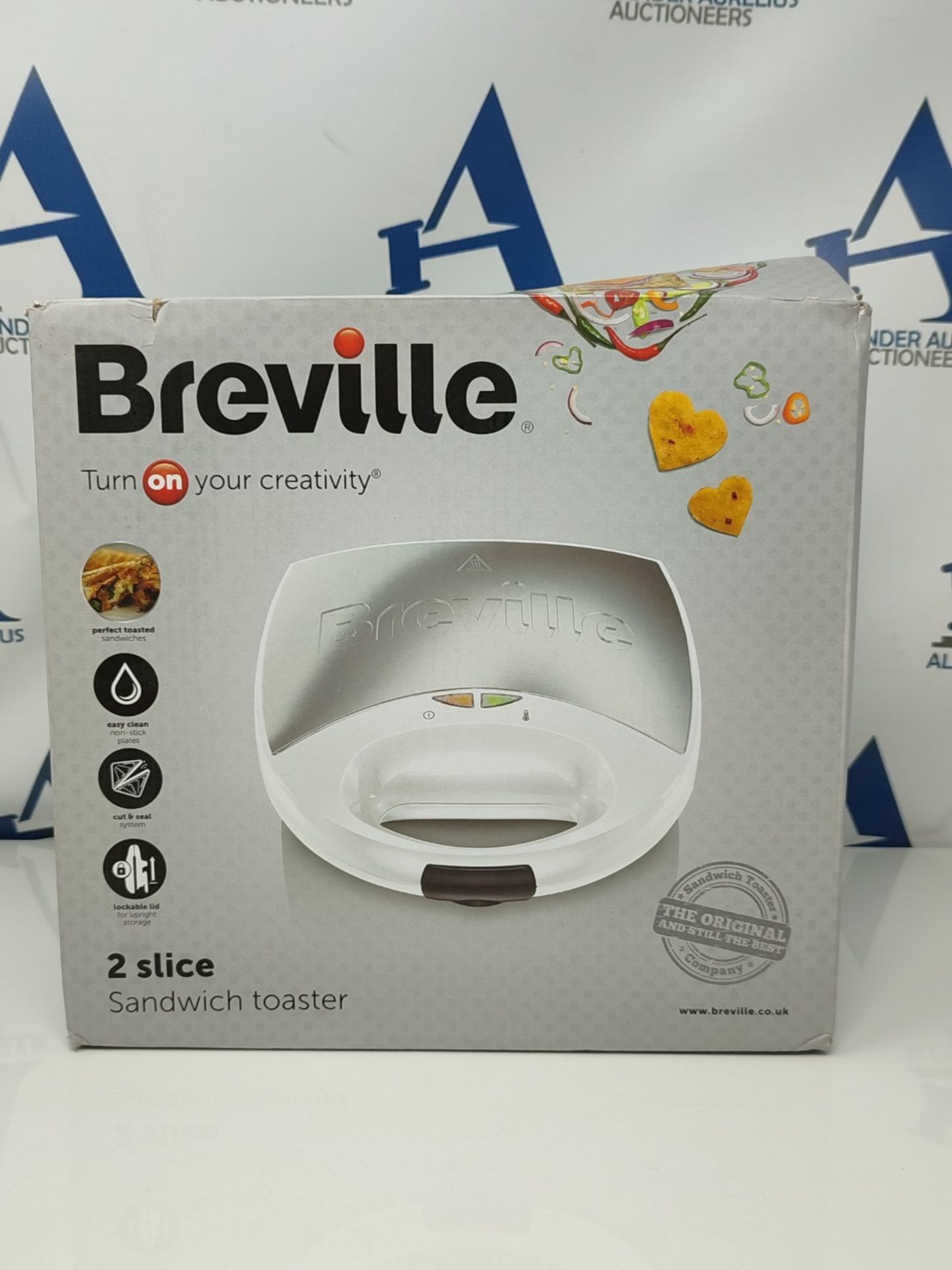 Breville VST083 Sandwich Toaster and Toastie Maker, 2-Slice, Non-Stick, 750 W, White a - Image 2 of 3