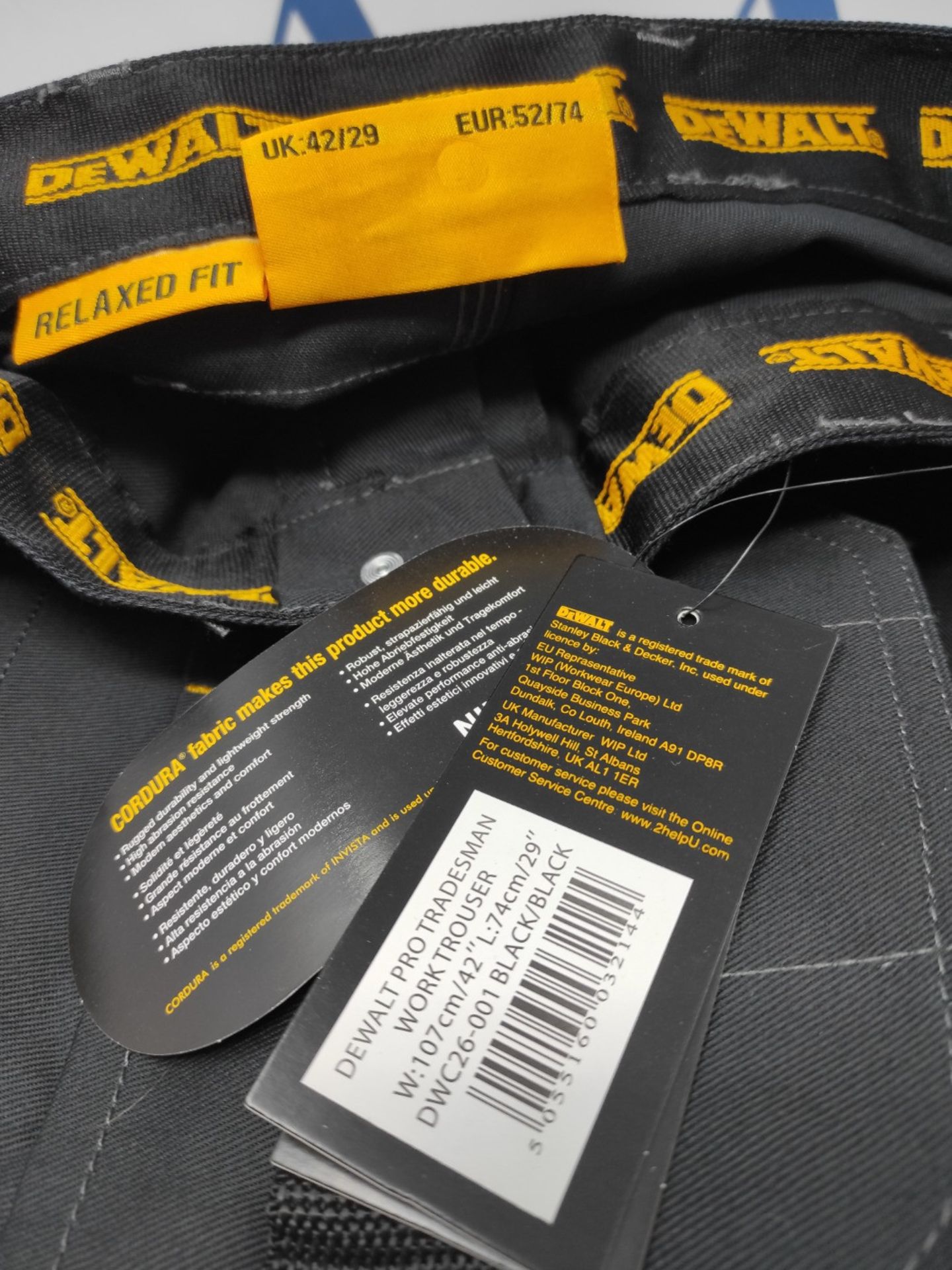 DEWALT Men's Dewalt Men s Pro Tradesman Work Trouser Work Trouser Black 42Waist 29Leg - Image 3 of 3