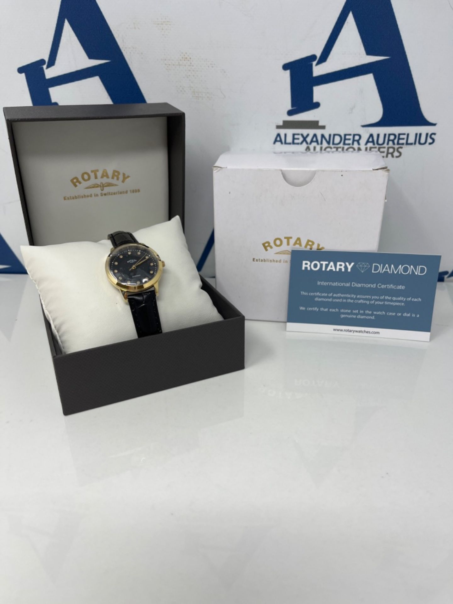 RRP £79.00 Rotary Ladies' Diamond Set Dial Black Leather Strap Watch - Bild 2 aus 2