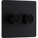 BG Electrical Evolve Double Dimmer Switch, 2-Way Push On/Off, 200W, Matt Black