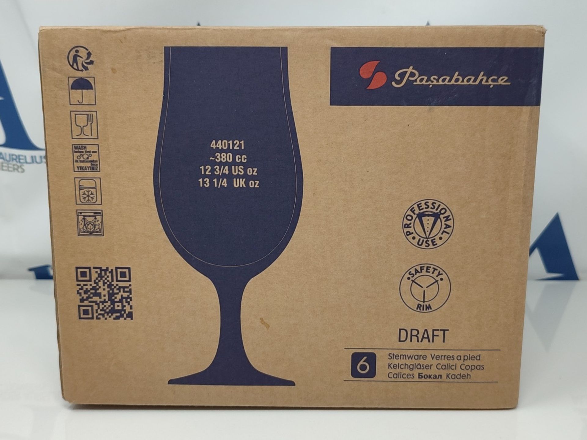 Pasabahce 440121 Draft Beer Goblet/Glass, 38 cl, Set of 6 Glasses - Bild 2 aus 3