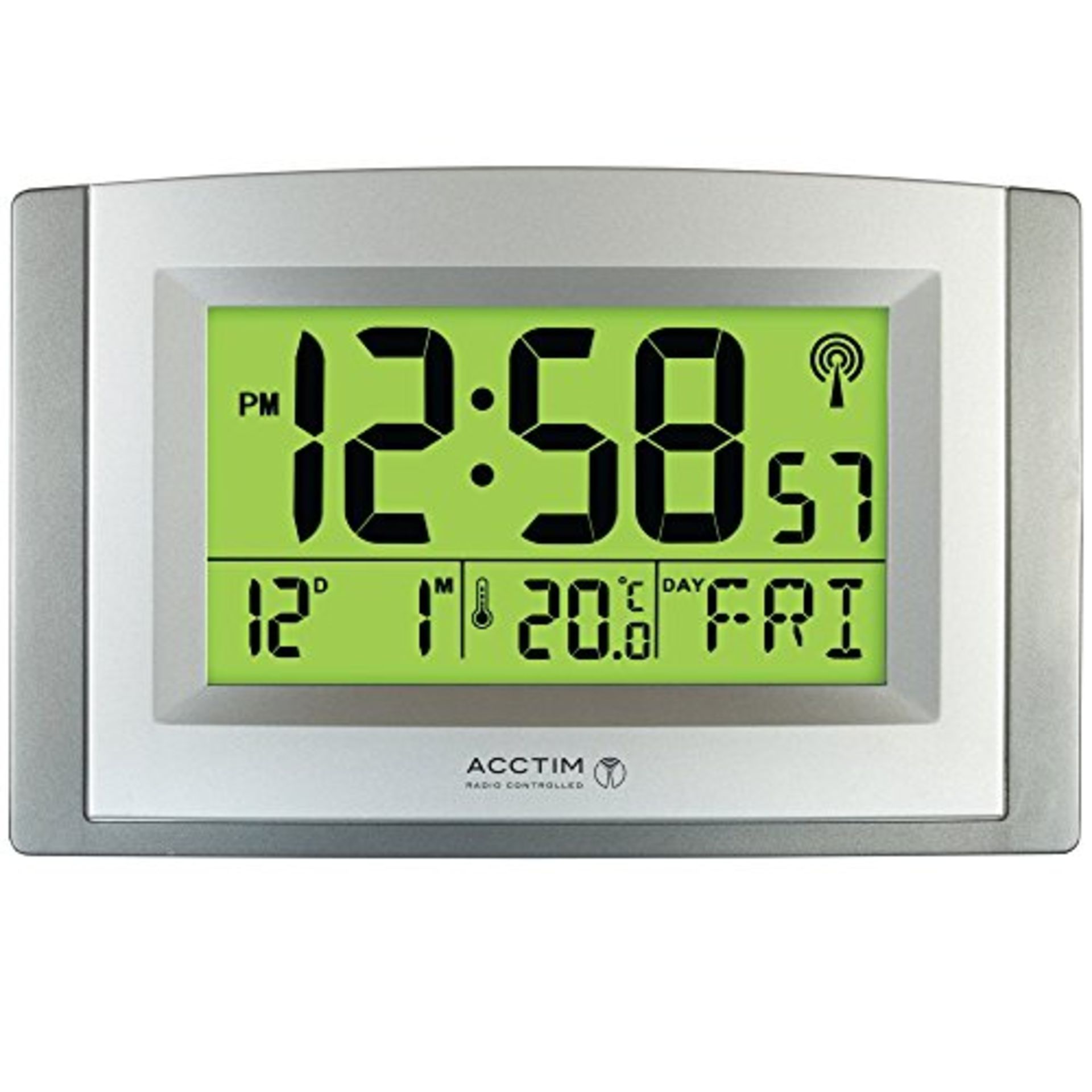 Acctim Stratus Digital Wall/Desk Clock Radio Controlled Tabletop LCD Display Date & Th