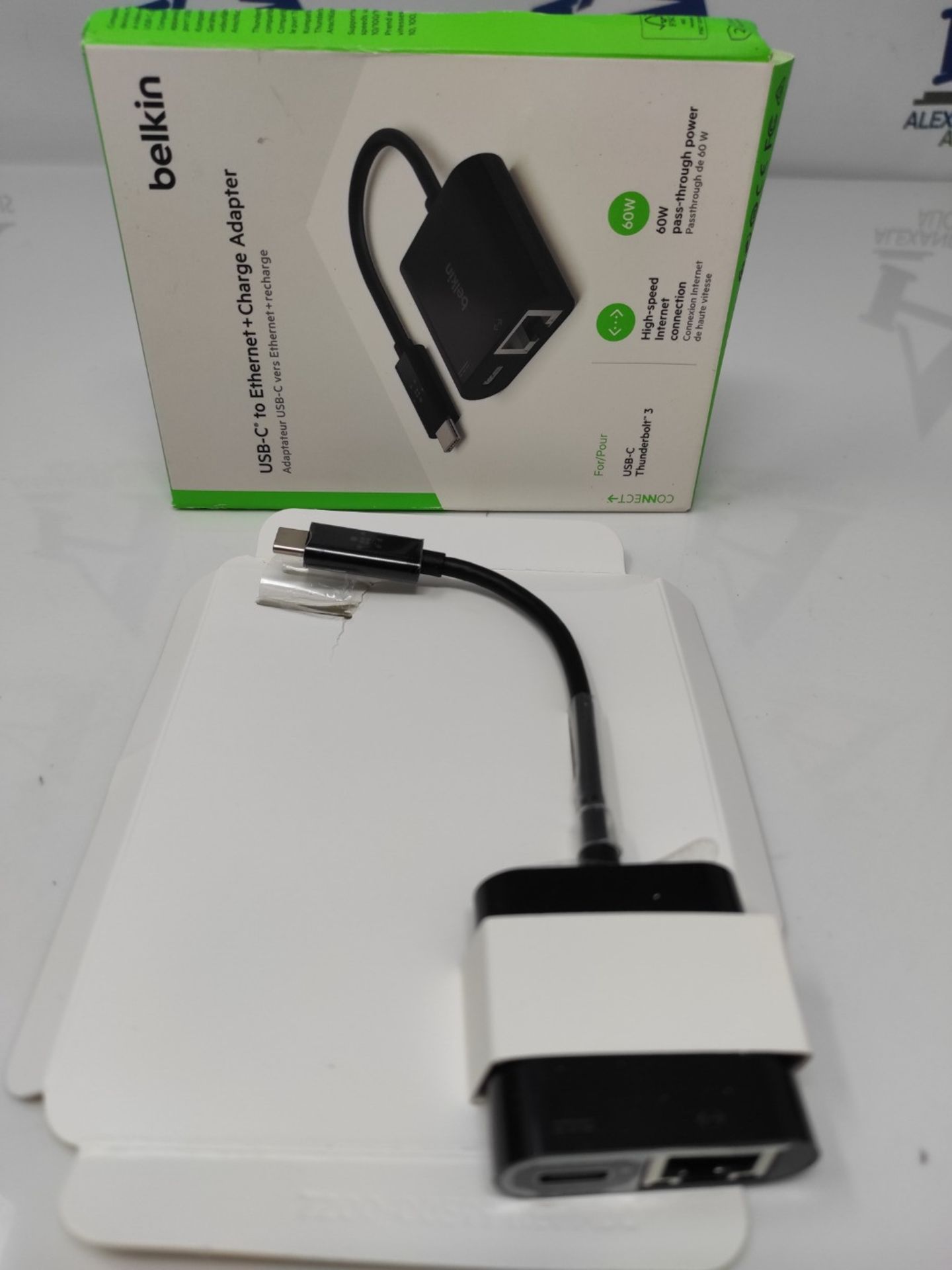 Belkin USB-C to Ethernet Adapter + Charge (60W Passthrough Power for Connected Devices - Bild 2 aus 2