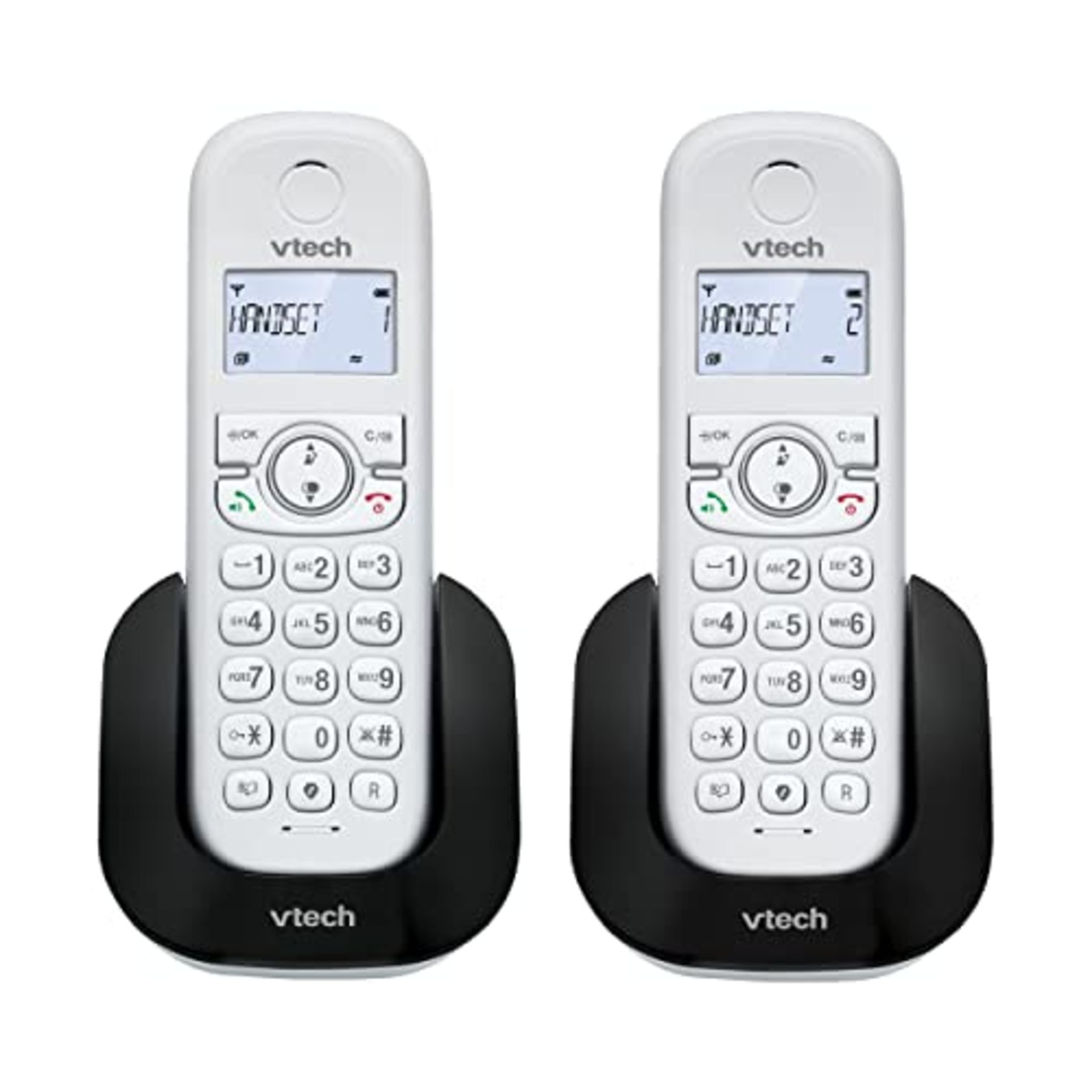 VTech CS1501 2-Handset Dual-Charging DECT Cordless Phone with Call Block,Landline Hous