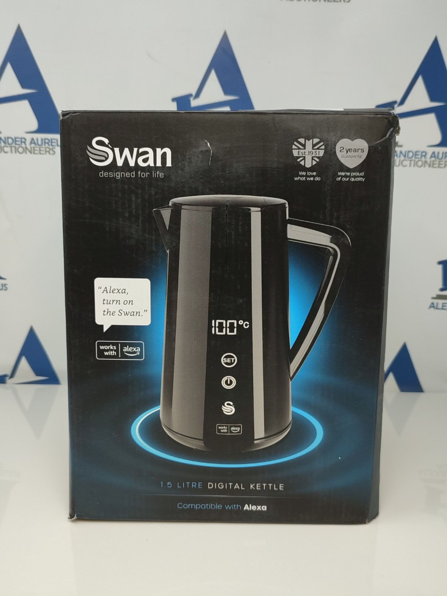 RRP £94.00 Swan SK14650BLKN Alexa Smart Kettle, LED Touch Display, Keep Warm Function, Stainless - Image 2 of 3