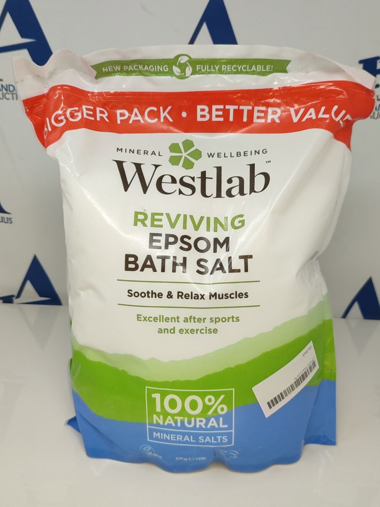 Westlab - Reviving Epsom Salt - 5kg Resealable Pouch - 100% Natural, Pure & Unscented - Image 2 of 2