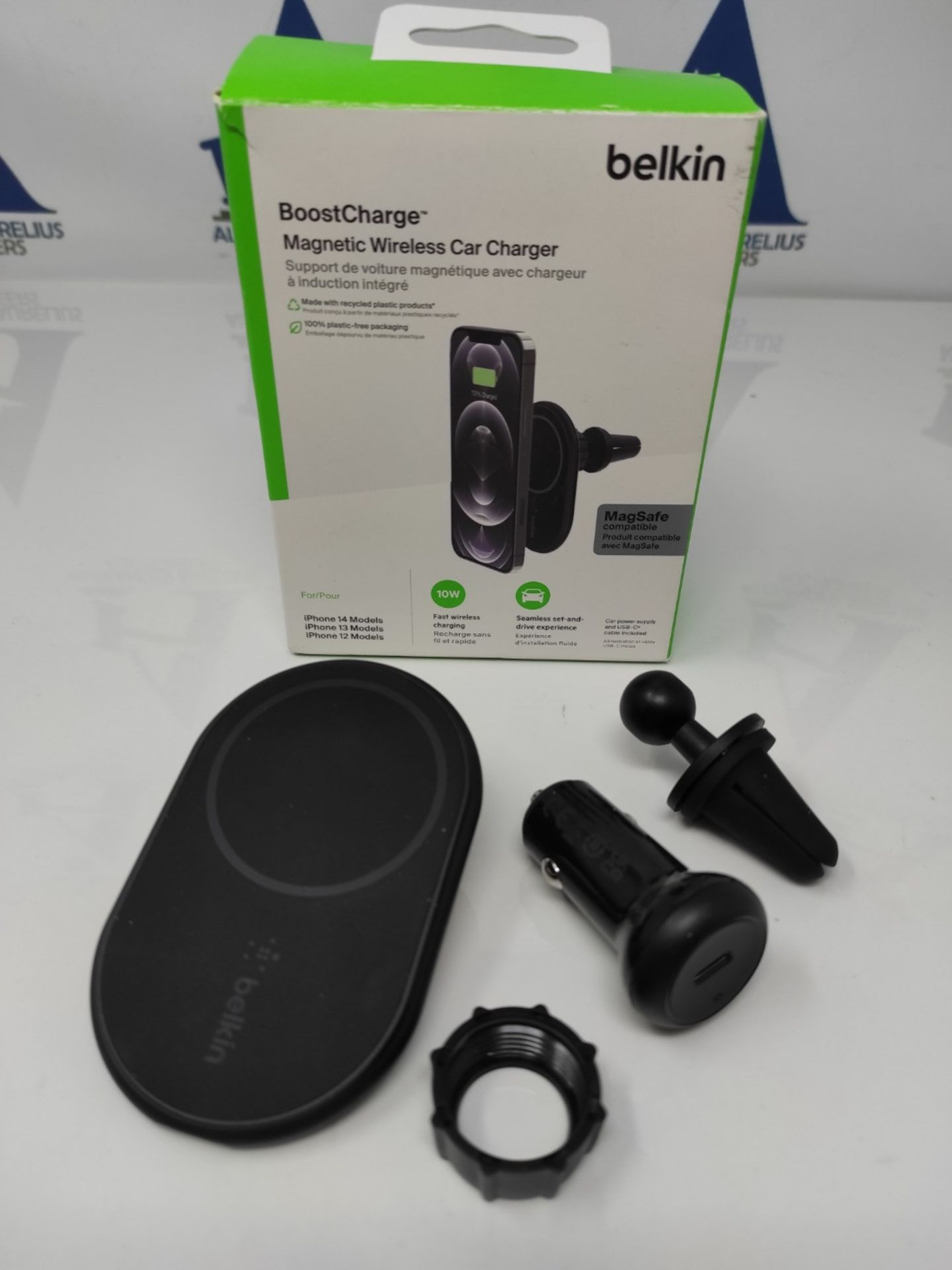 Belkin BoostCharge Wireless Charger, Magnetic Car Charger, Phone Mount Holder Compatib - Image 2 of 2