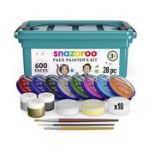 RRP £55.00 Snazaroo Face Painters Kit for Kids & Adults, 28 Pieces, 10 Colours, Brushes, Glitter