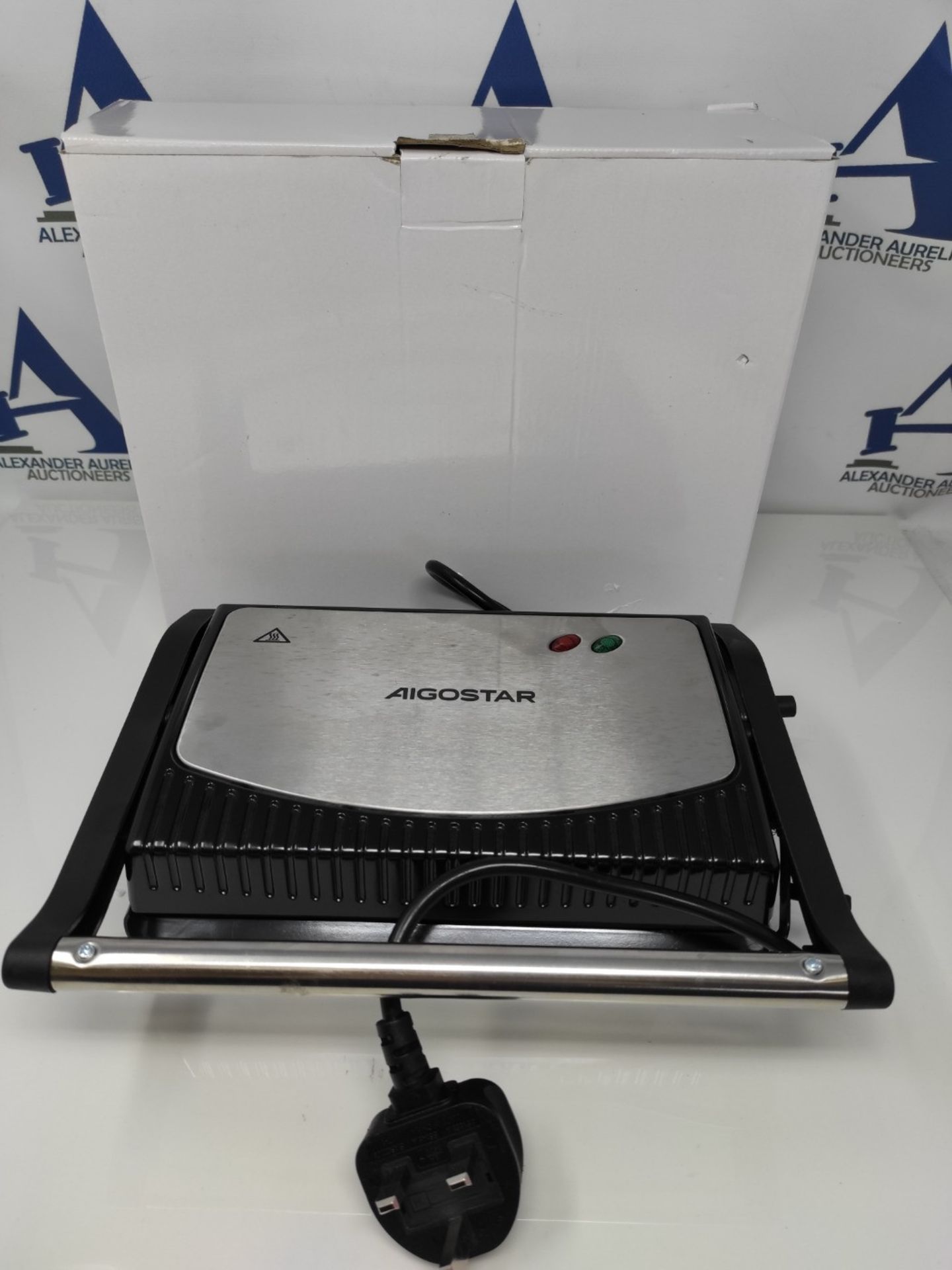 Aigostar Sandwich/Panini Press, 800W 2 Slice Non-Stick Plates Sandwich Toaster Maker,